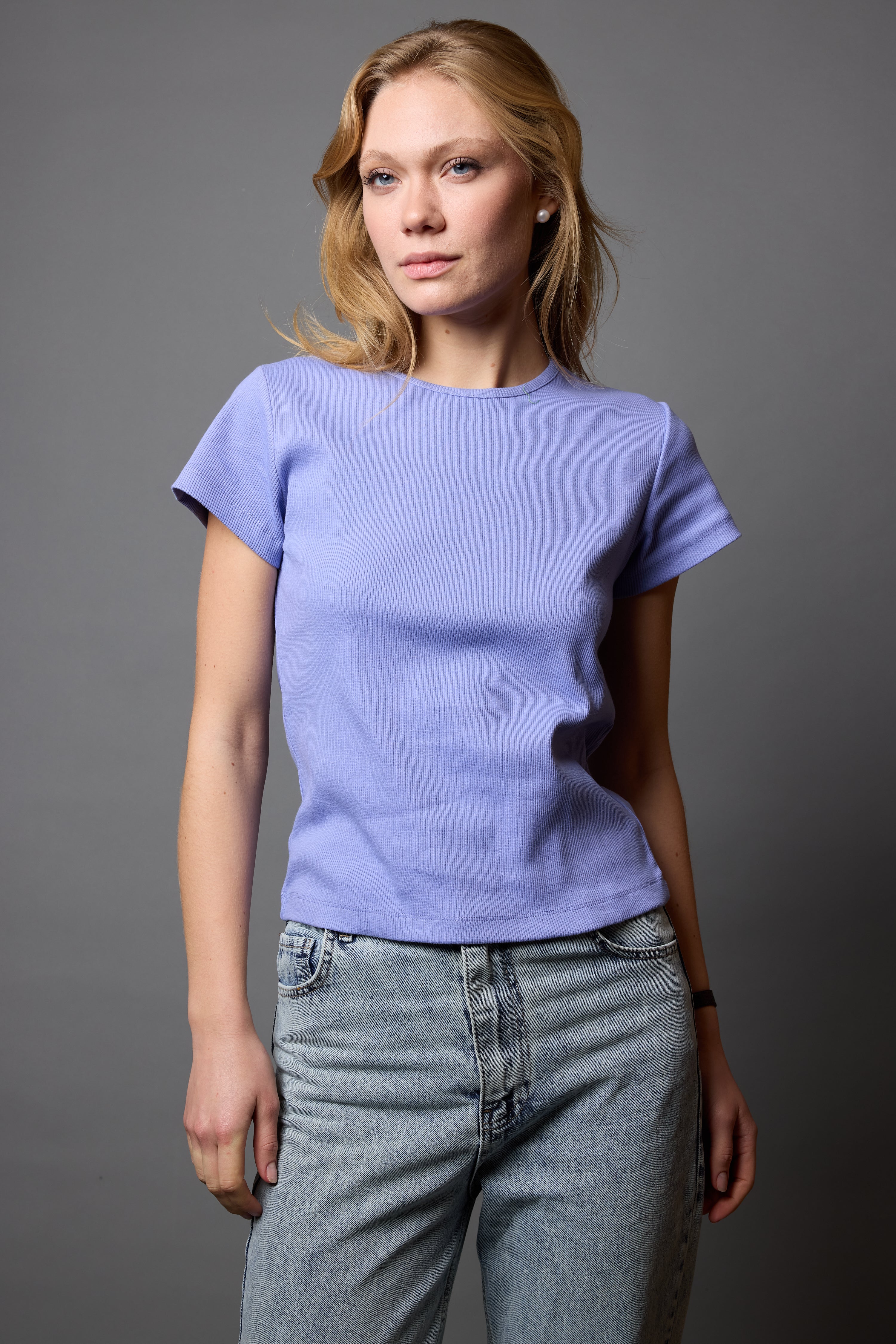 FİTİLLİ KISA KOLLU PAMUK T-SHIRT MULBERRY