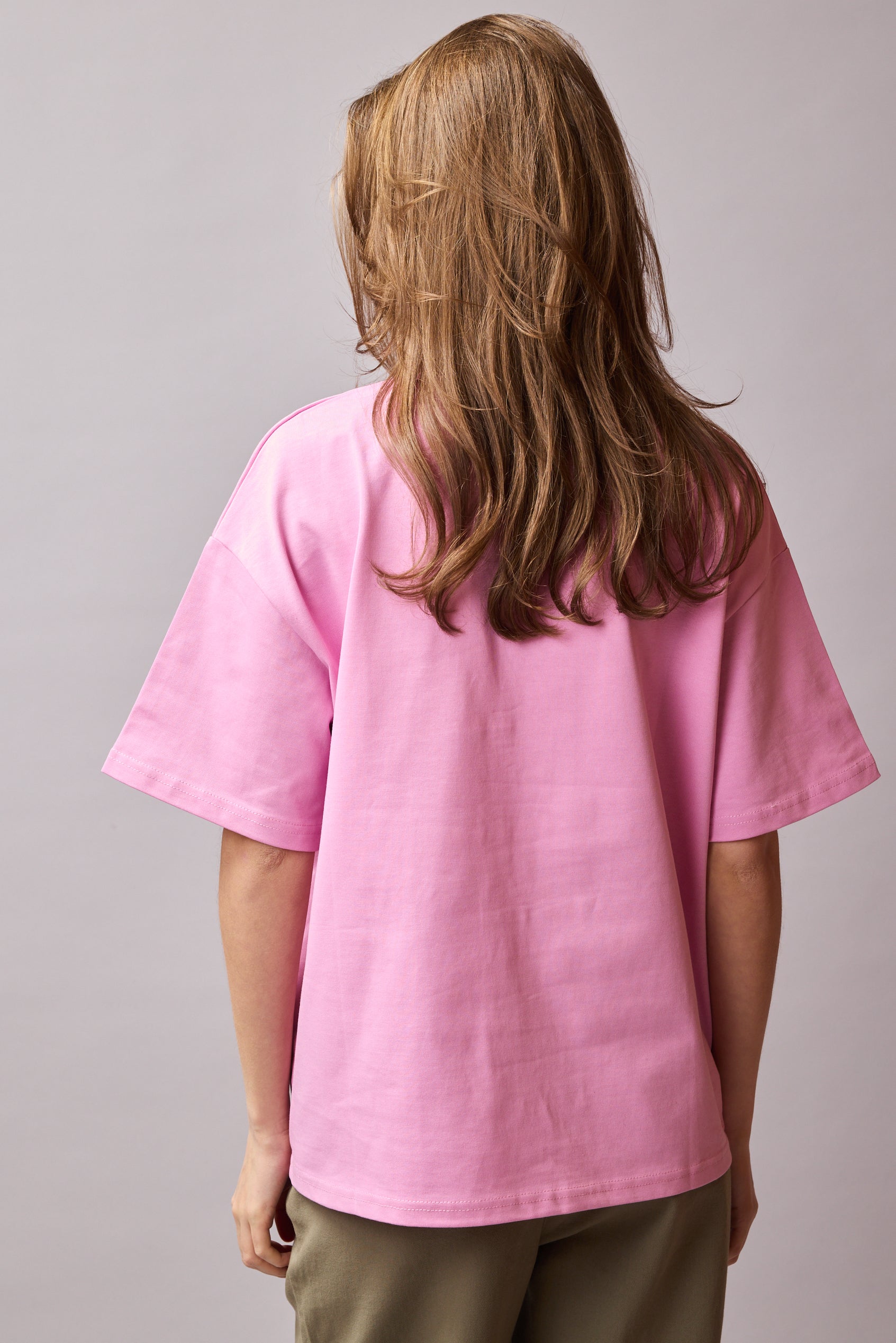 OVERSIZE KISA KOLLU PAMUK T-SHIRT PINK