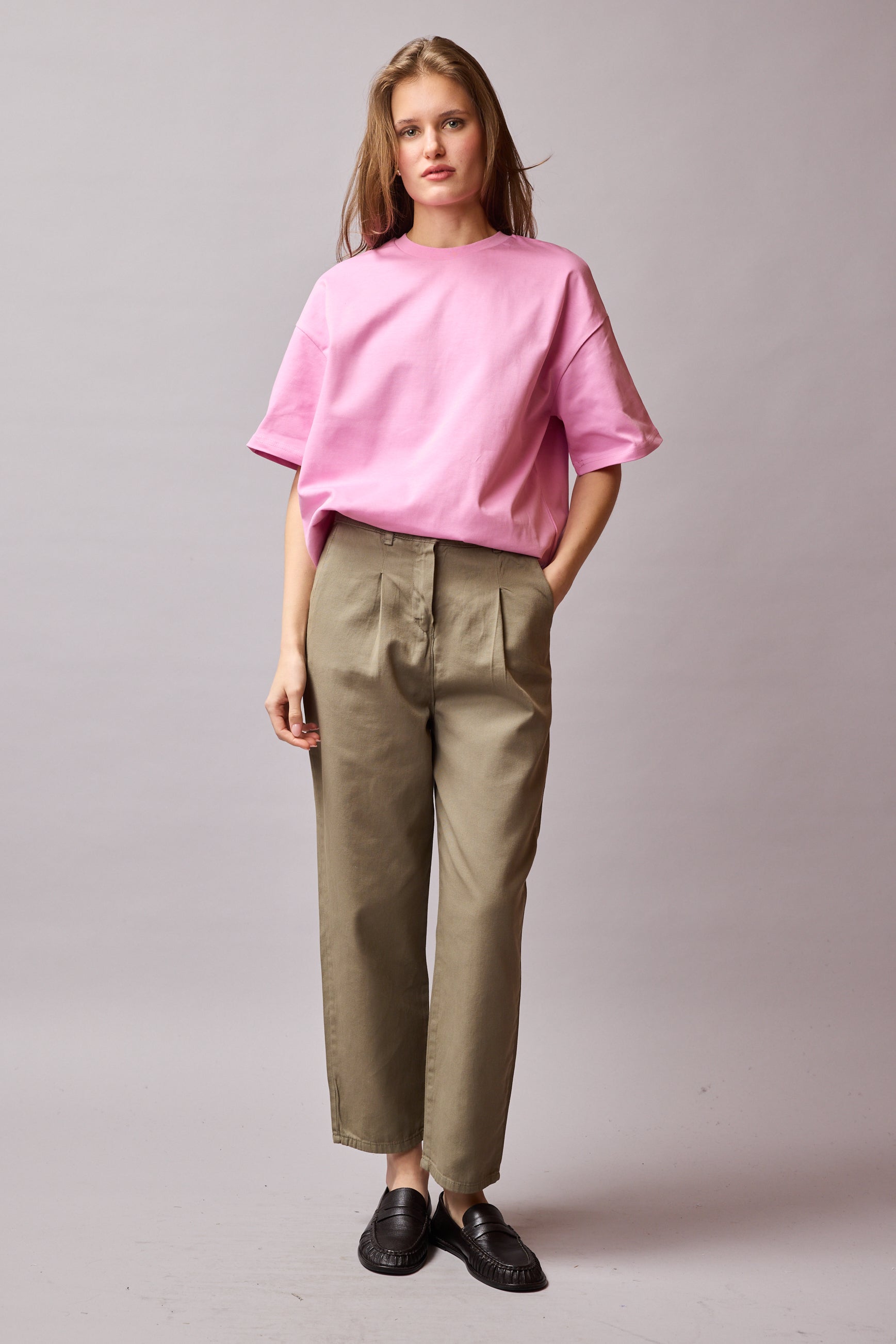 COTTON PENSLİ CARROT FIT PANTOLON VINTAGE GREEN