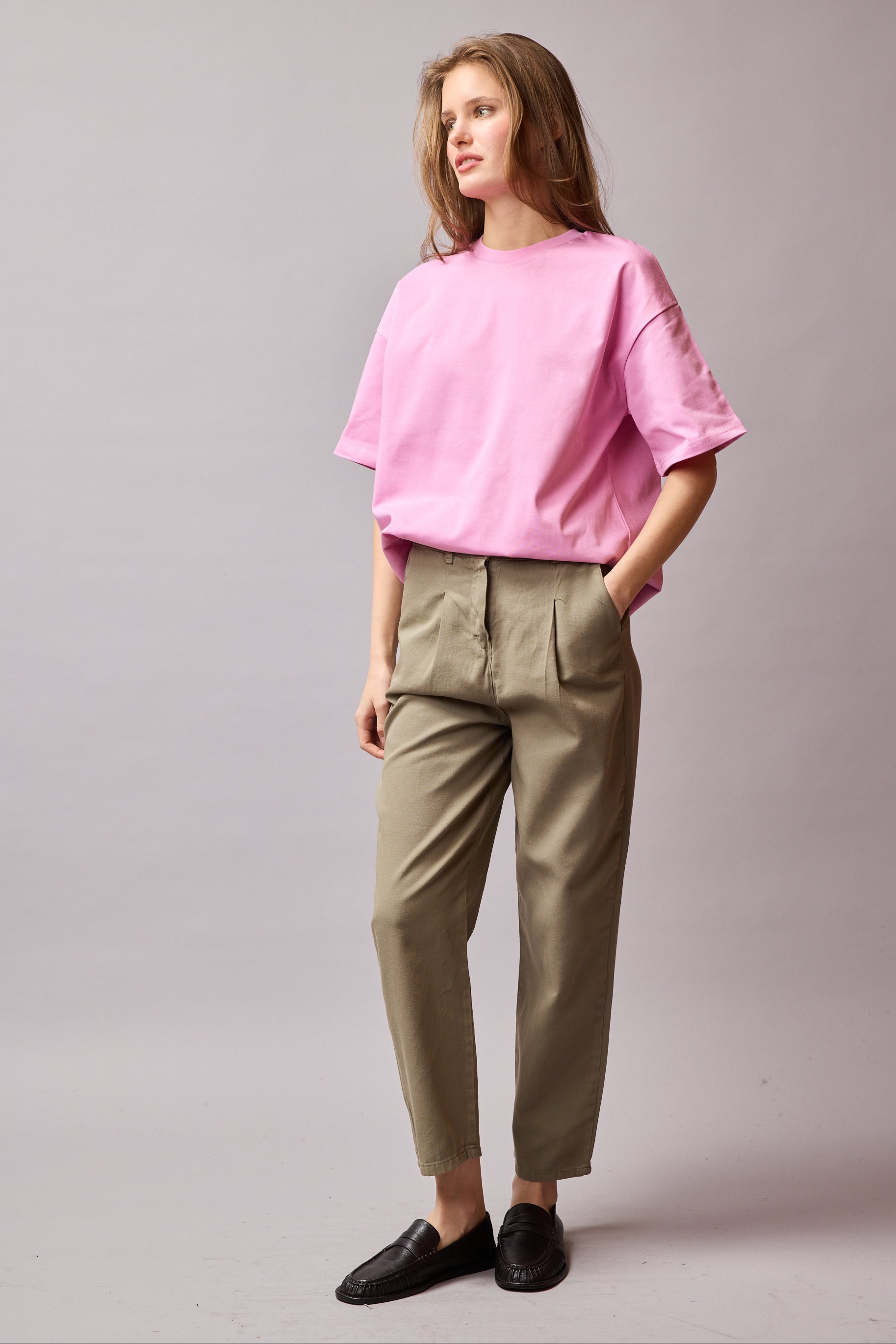 COTTON PENSLİ CARROT FIT PANTOLON VINTAGE GREEN