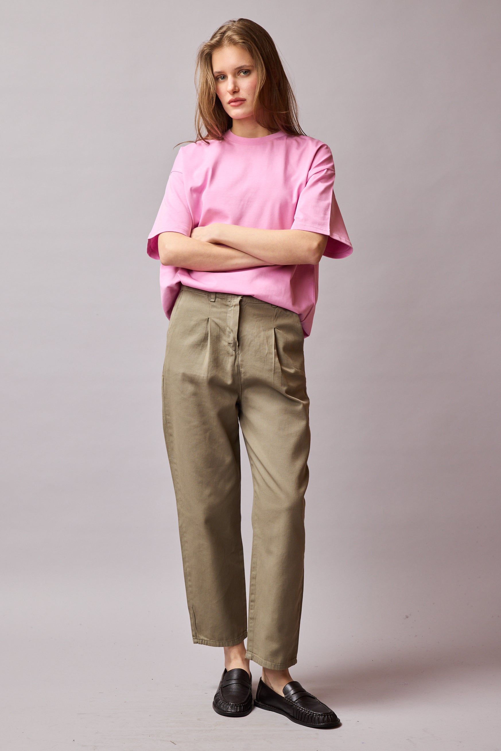 COTTON PENSLİ CARROT FIT PANTOLON VINTAGE GREEN