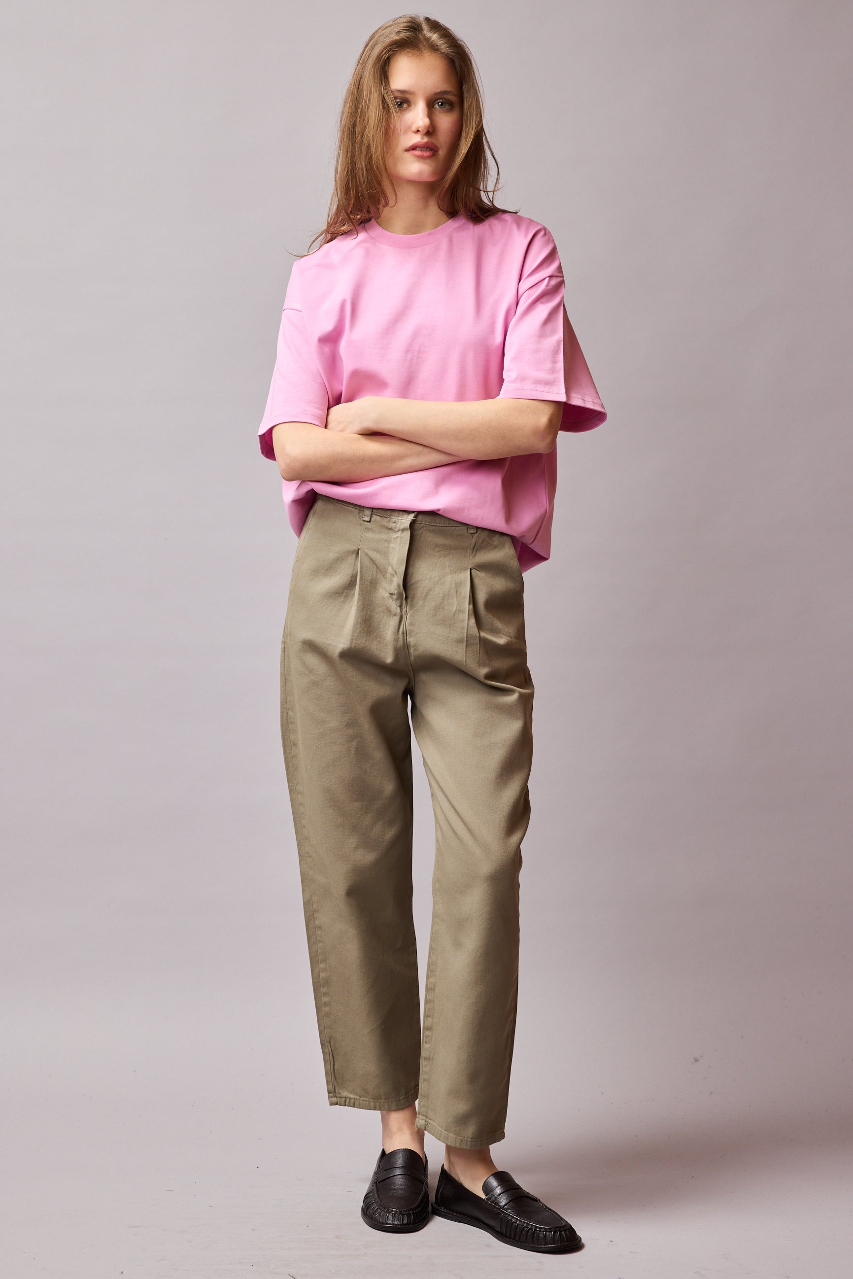 COTTON PENSLİ CARROT FIT PANTOLON VINTAGE GREEN