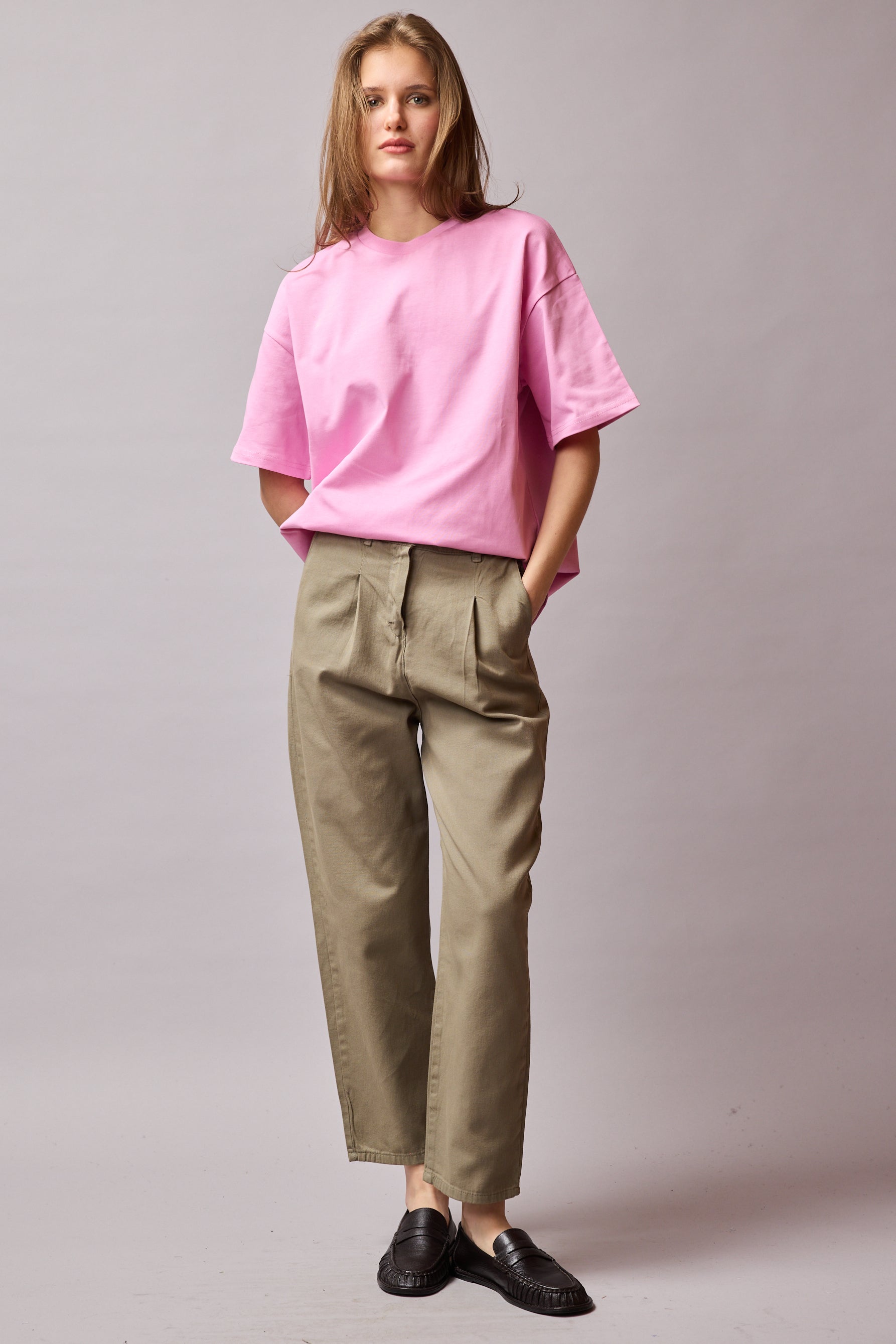 COTTON PENSLİ CARROT FIT PANTOLON VINTAGE GREEN