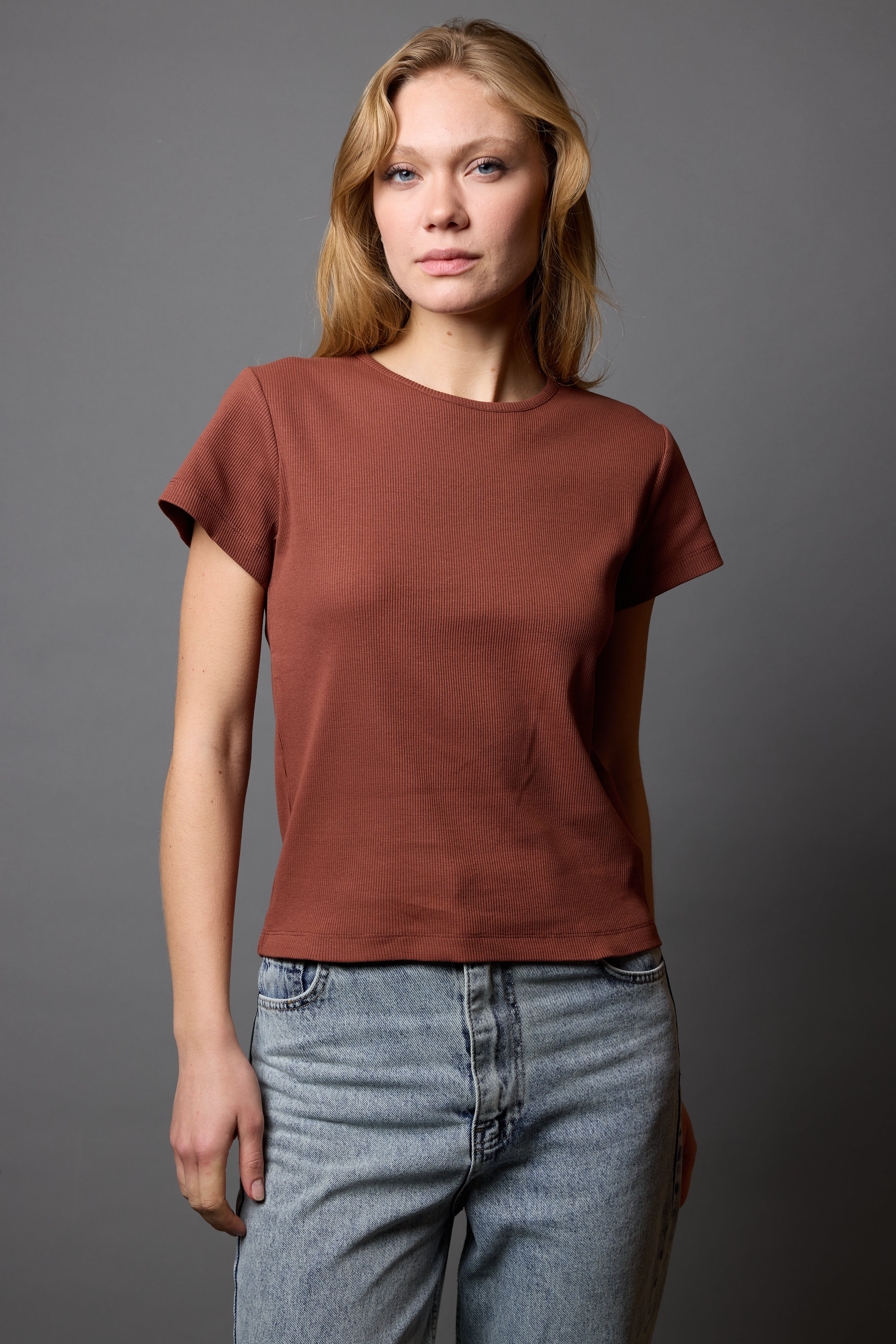 FİTİLLİ KISA KOLLU PAMUK T-SHIRT TARÇIN