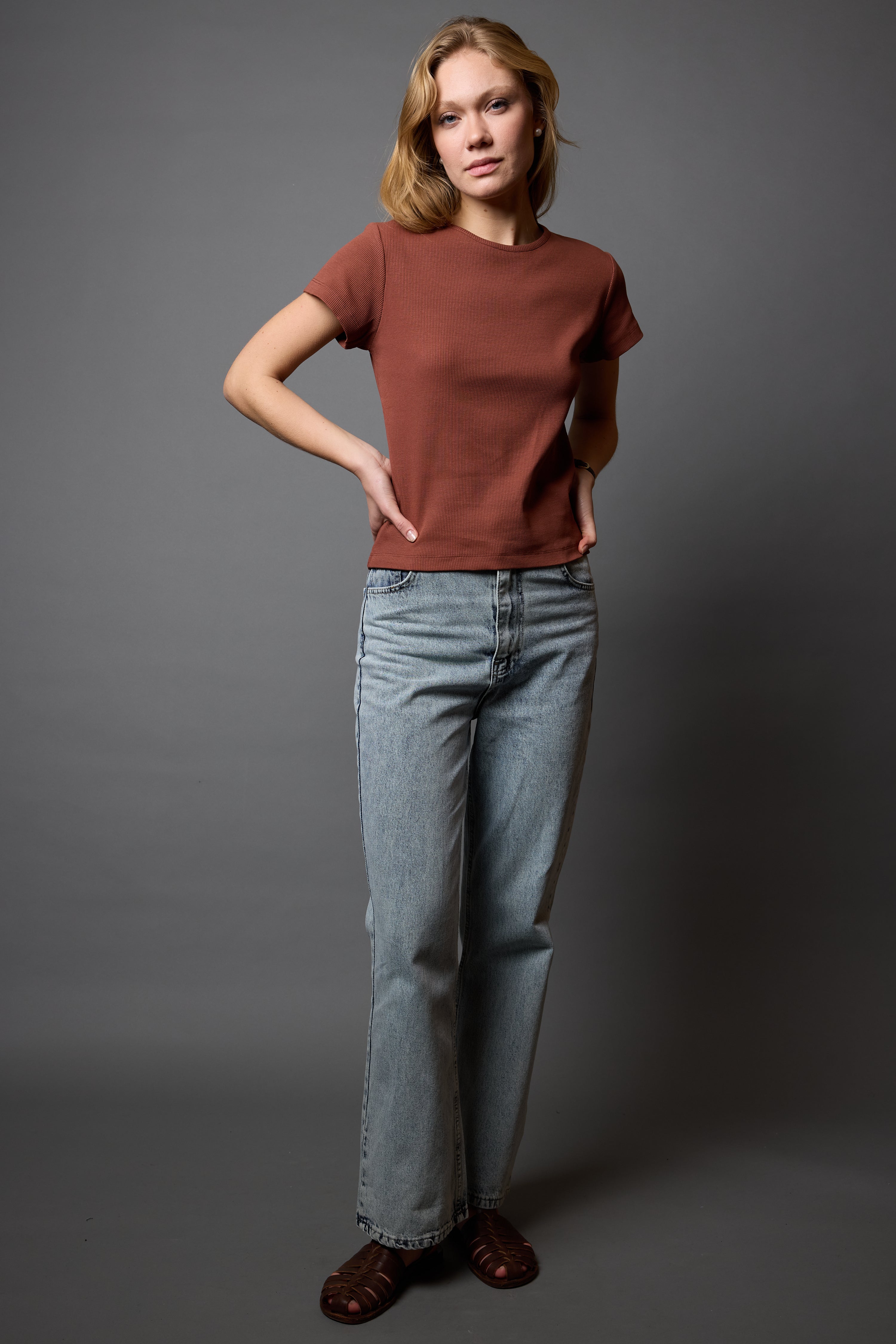 FİTİLLİ KISA KOLLU PAMUK T-SHIRT TARÇIN