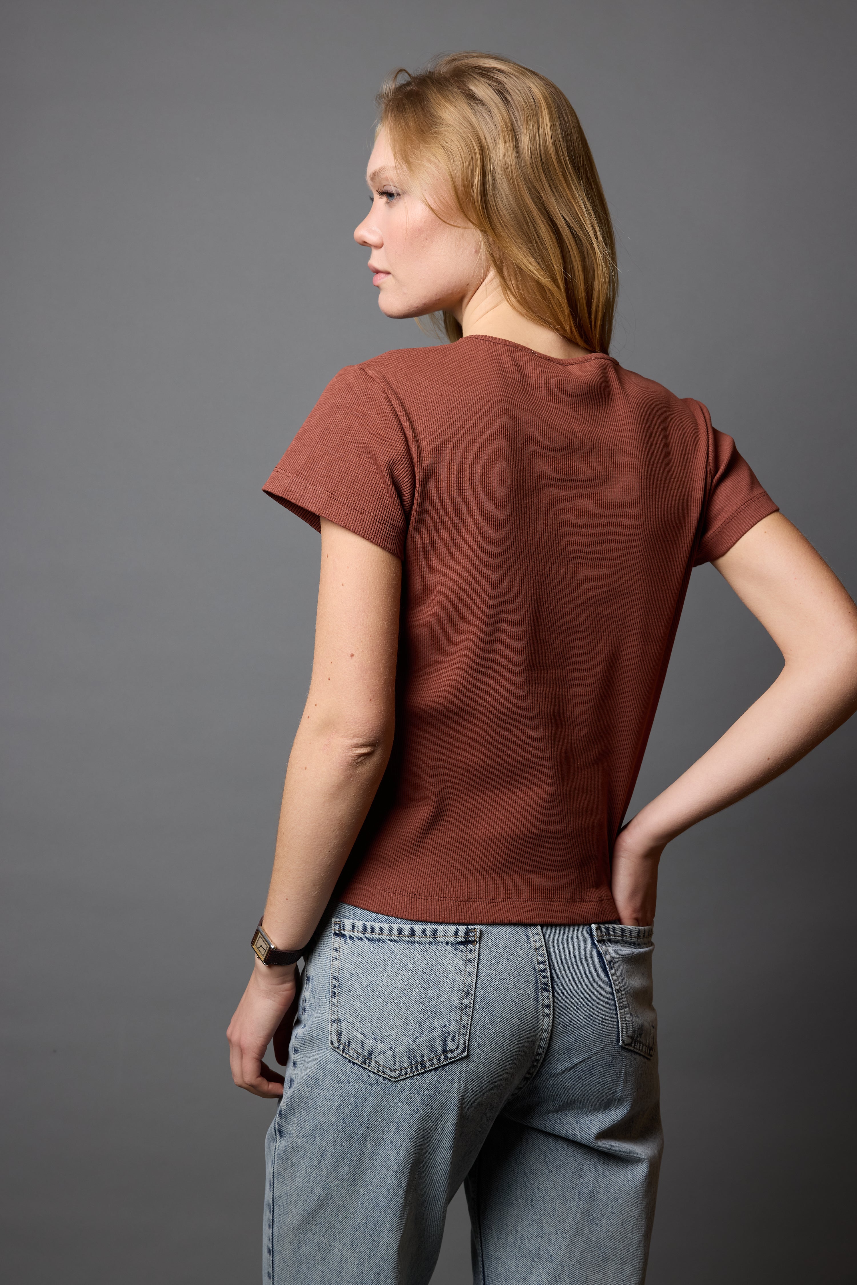 FİTİLLİ KISA KOLLU PAMUK T-SHIRT TARÇIN
