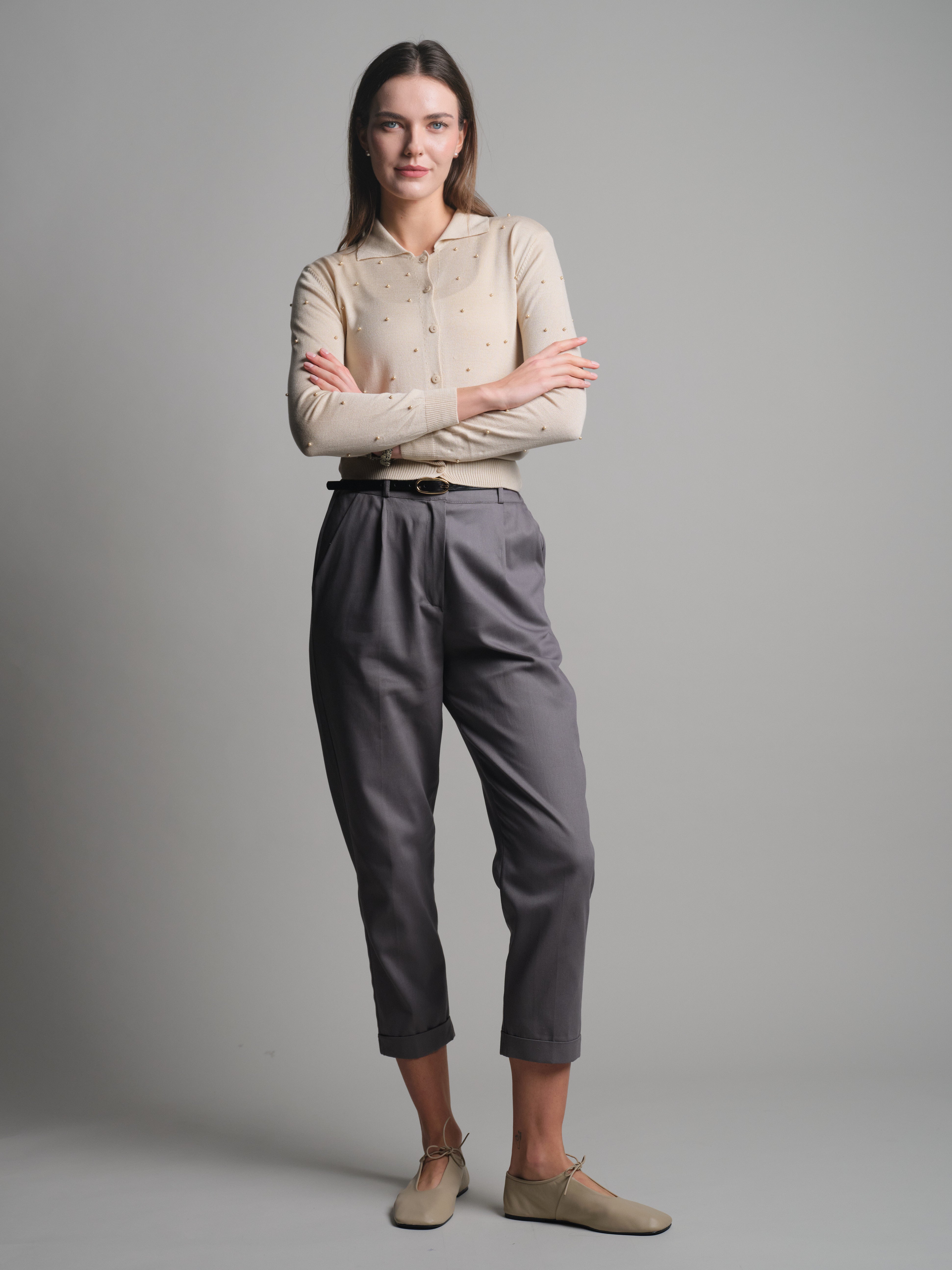 GABARDIN PENSLI CARROT FIT PANTOLON FUME