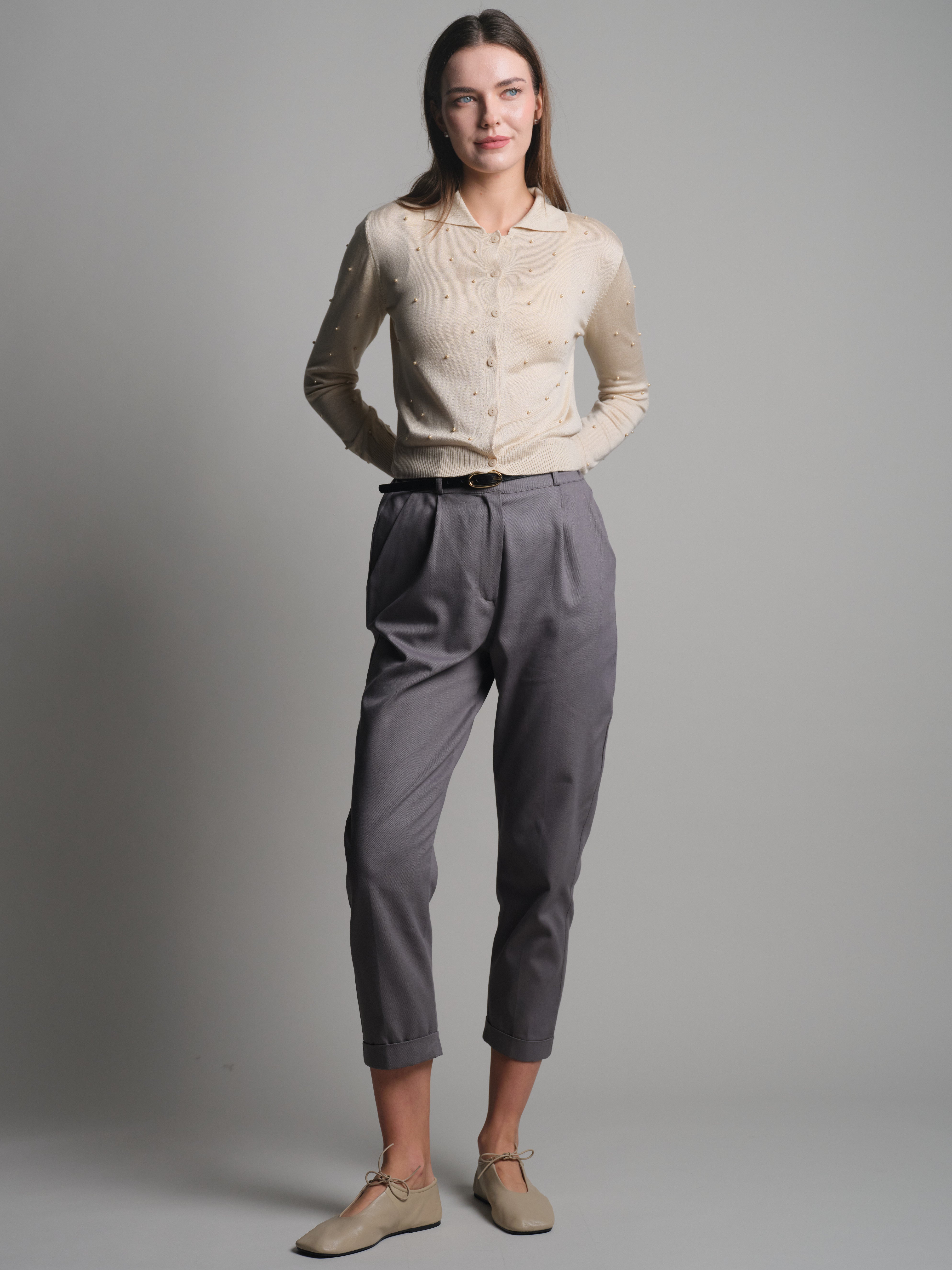 GABARDIN PENSLI CARROT FIT PANTOLON FUME