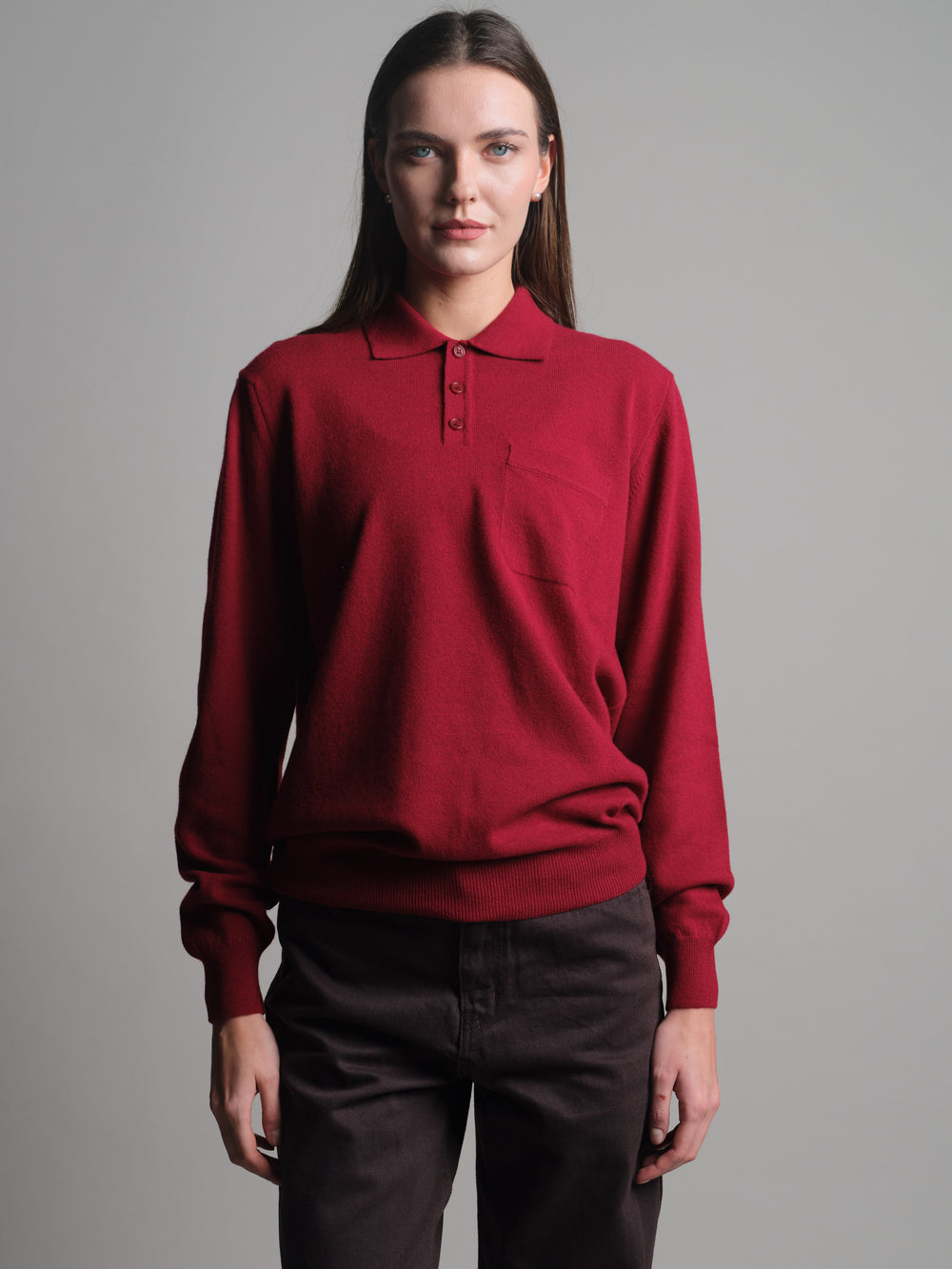 YUN POLO YAKA UNISEX KAZAK CLARET RED
