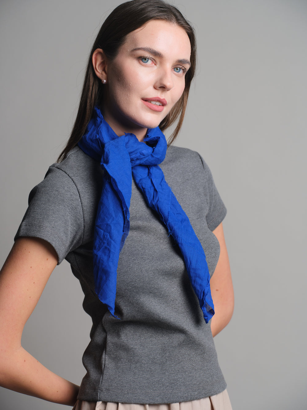 ROYAL BLUE ORGANIK PAMUK KARE FULAR