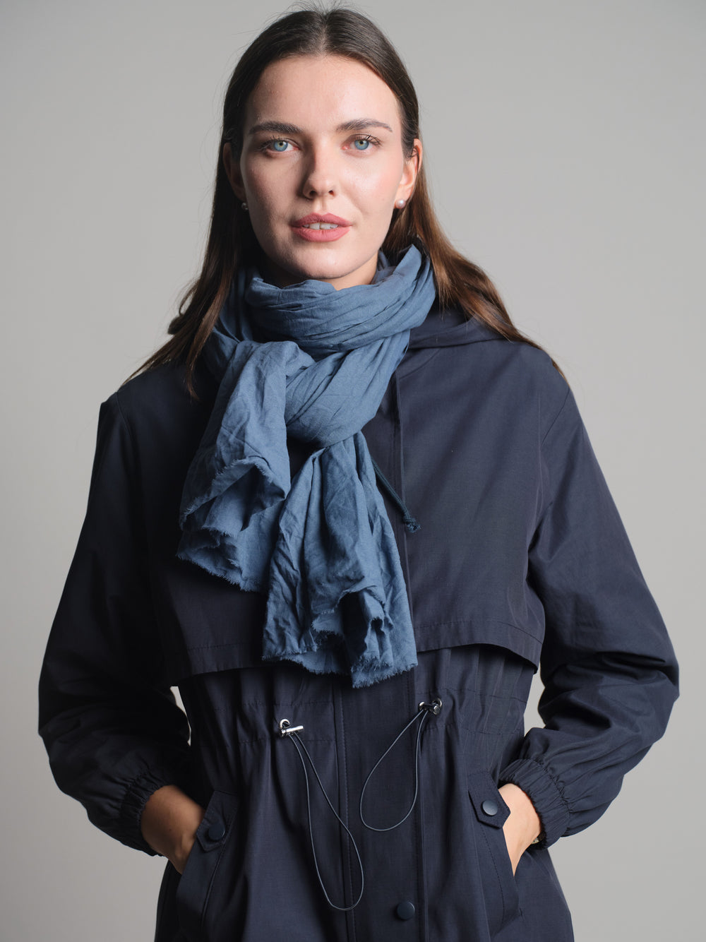 VINTAGE BLUE ORGANIK PAMUK HANDMADE SAL