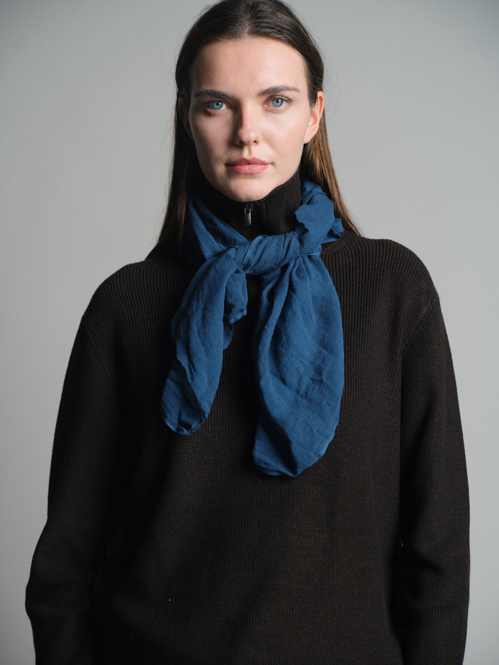 INDIGO DENIM ORGANIK PAMUK KARE FULAR