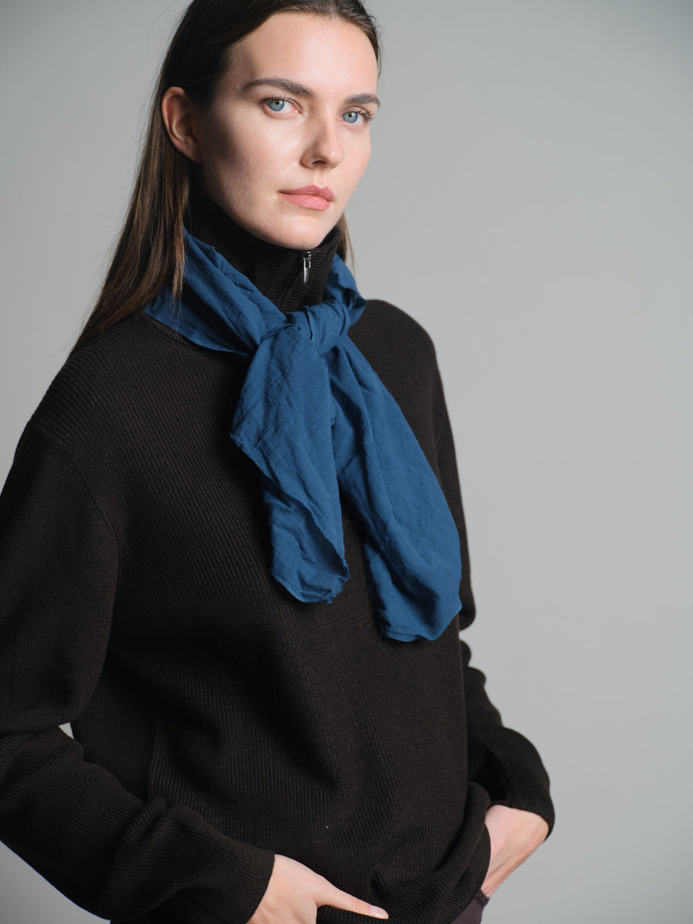 INDIGO DENIM ORGANIK PAMUK KARE FULAR