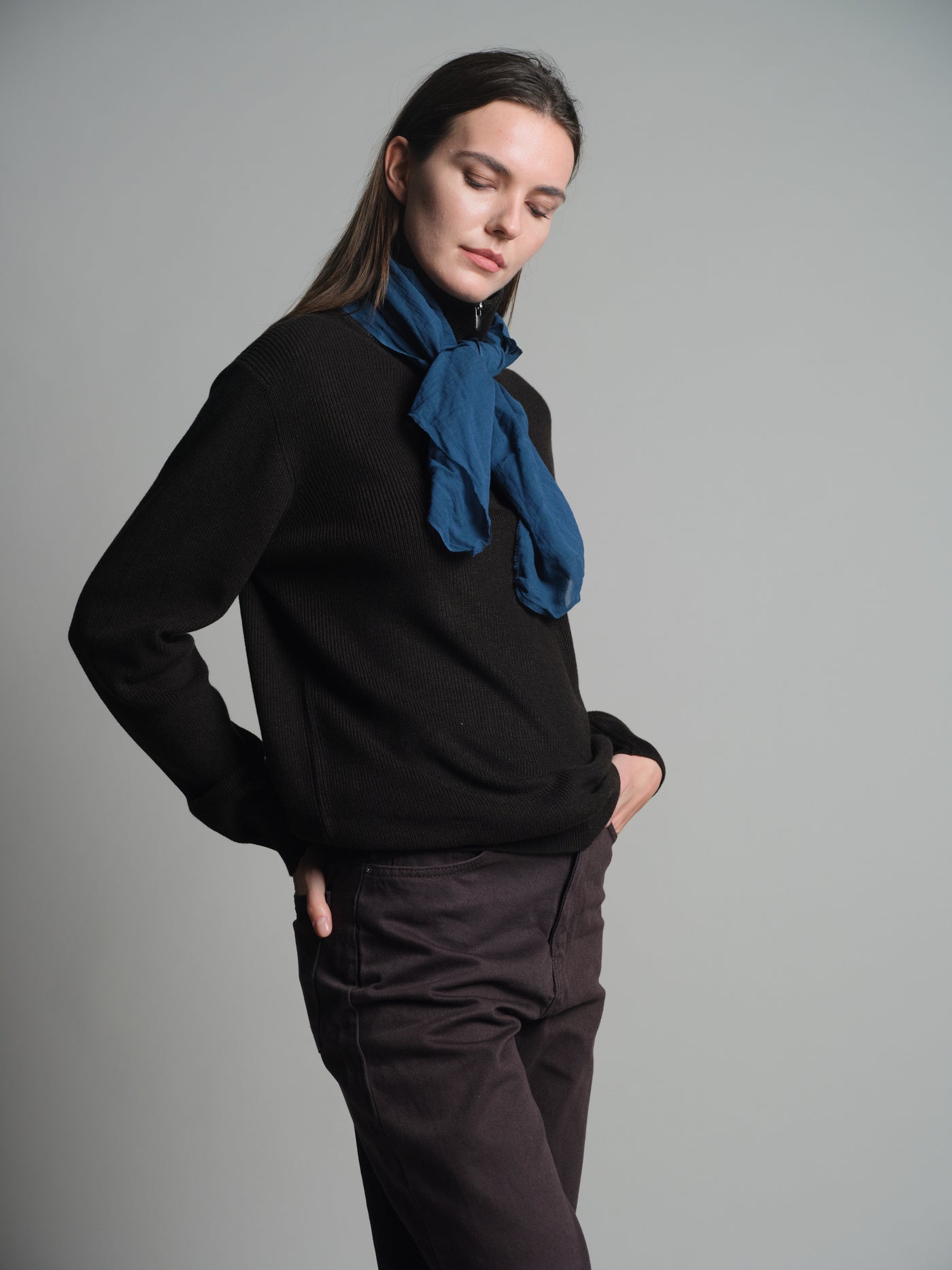 INDIGO DENIM ORGANIK PAMUK KARE FULAR