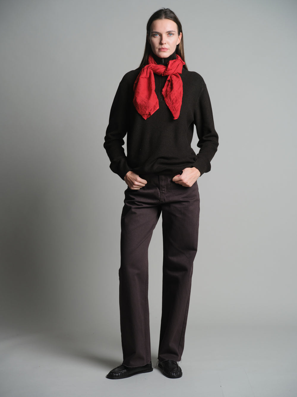 CHRISTMAS RED ORGANIK PAMUK KARE FULAR