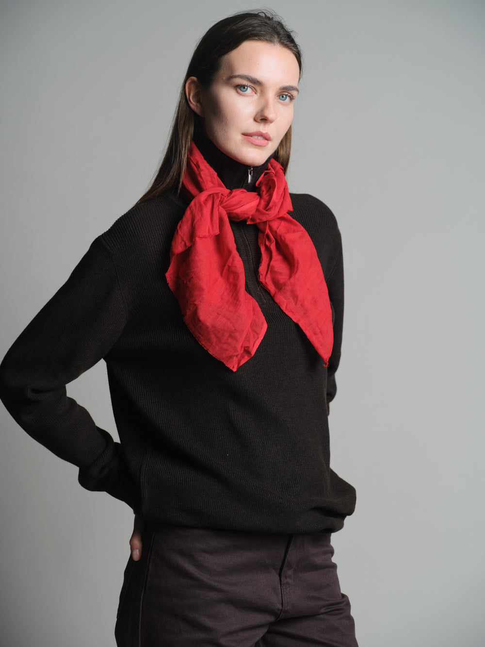 CHRISTMAS RED ORGANIK PAMUK KARE FULAR