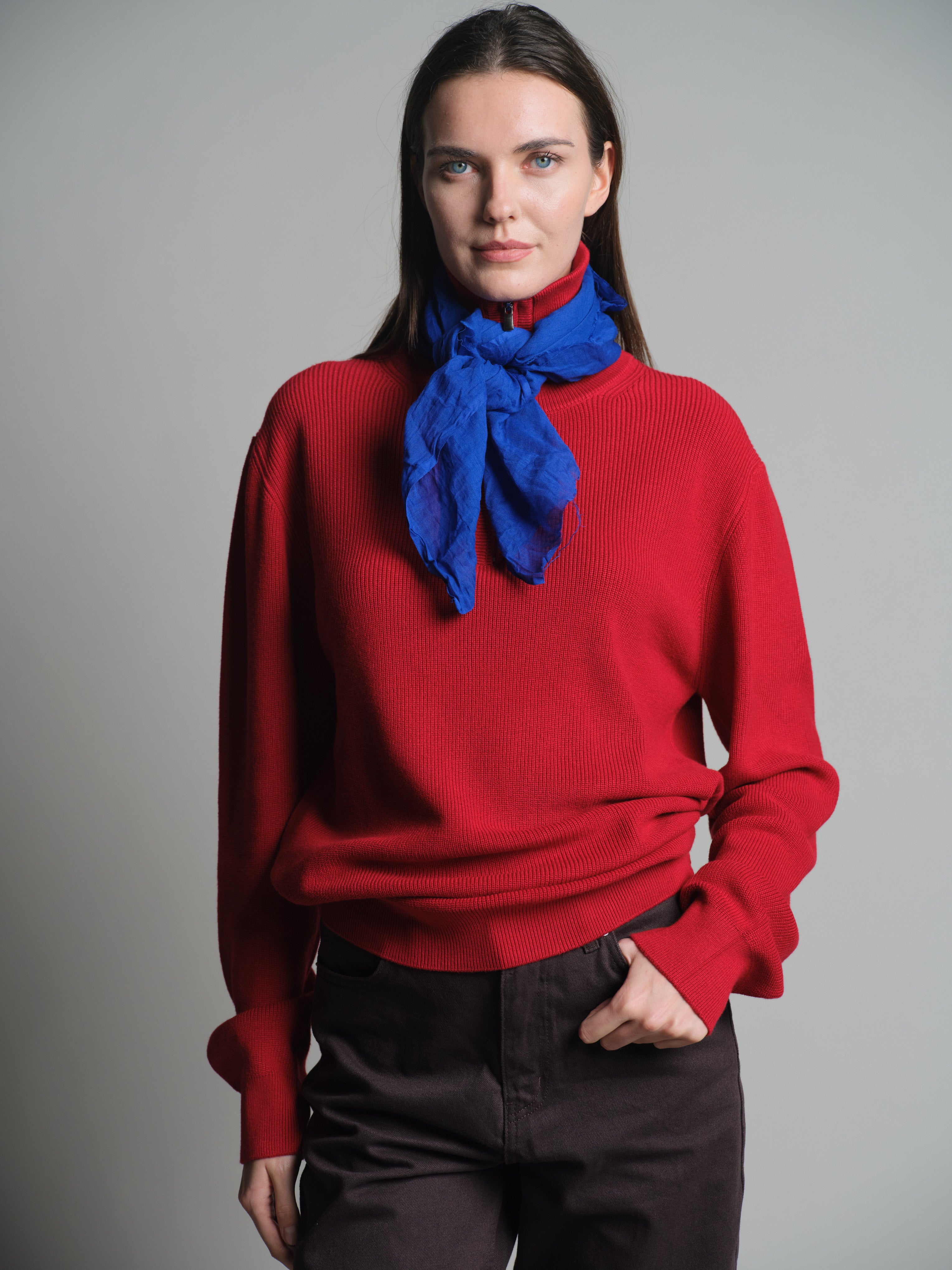 ROYAL BLUE ORGANİK PAMUK HANDMADE KARE FULAR