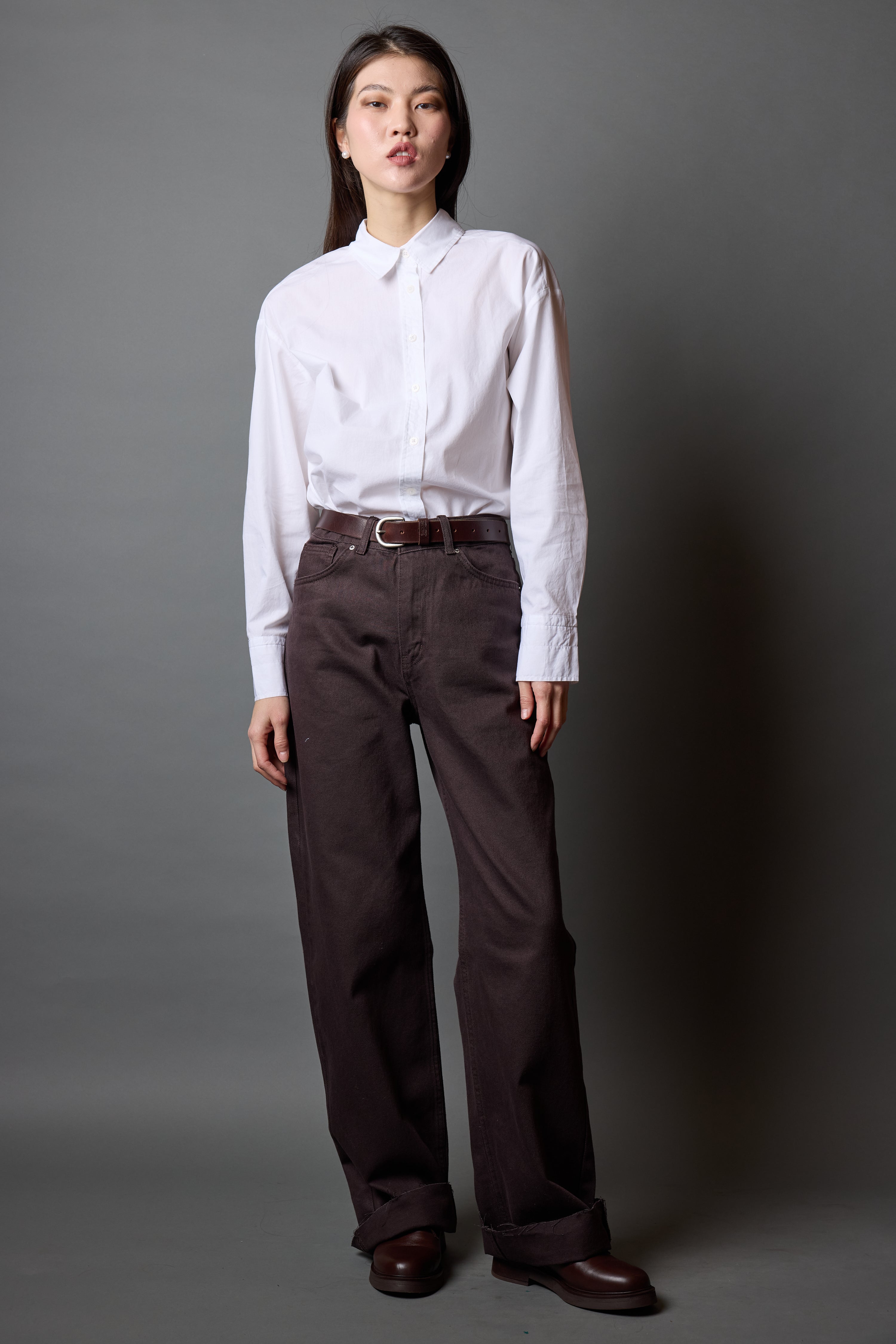 STRAIGHT FIT YÜKSEK BEL BORU PAÇA JEAN BROWN