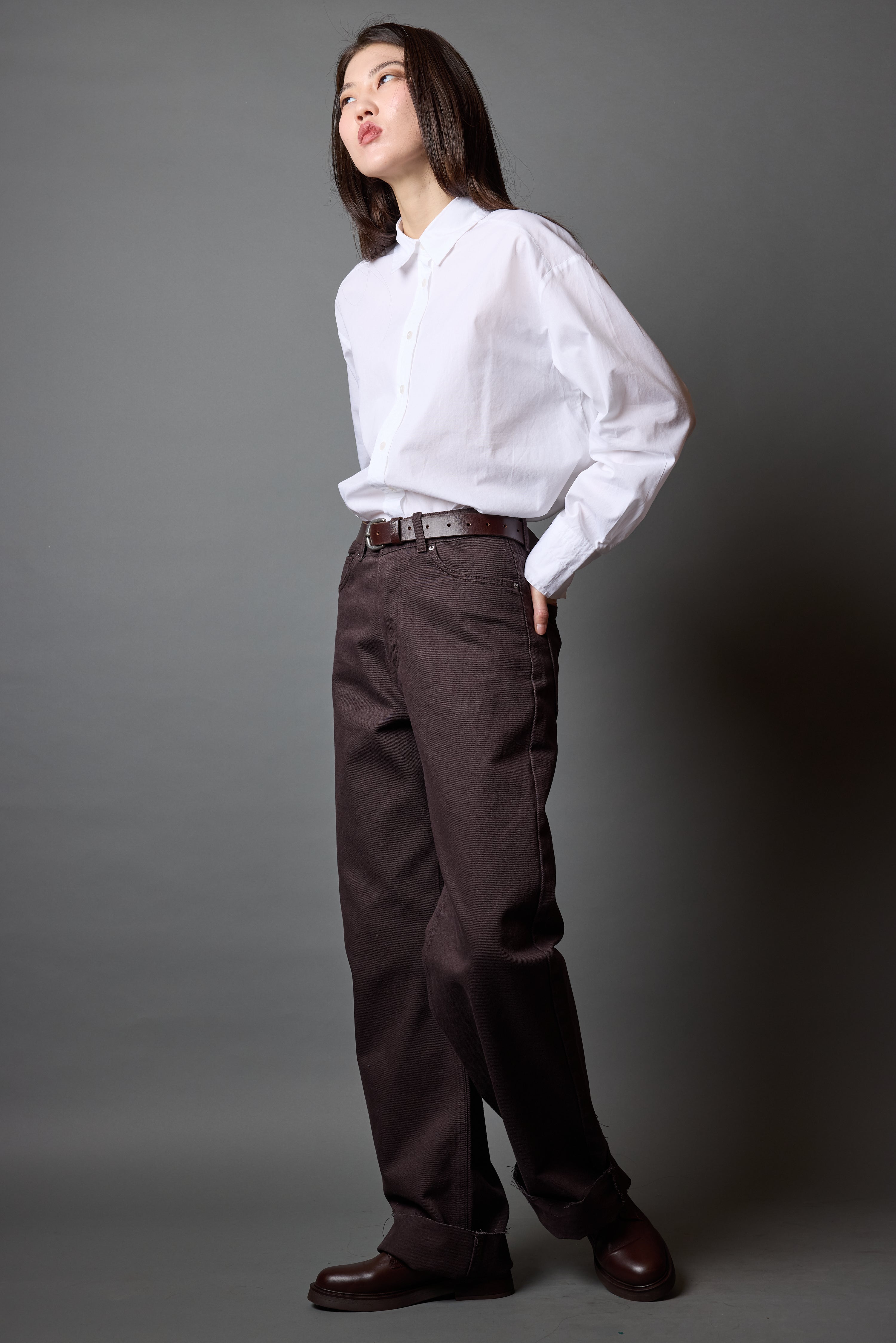 STRAIGHT FIT YÜKSEK BEL BORU PAÇA JEAN BROWN