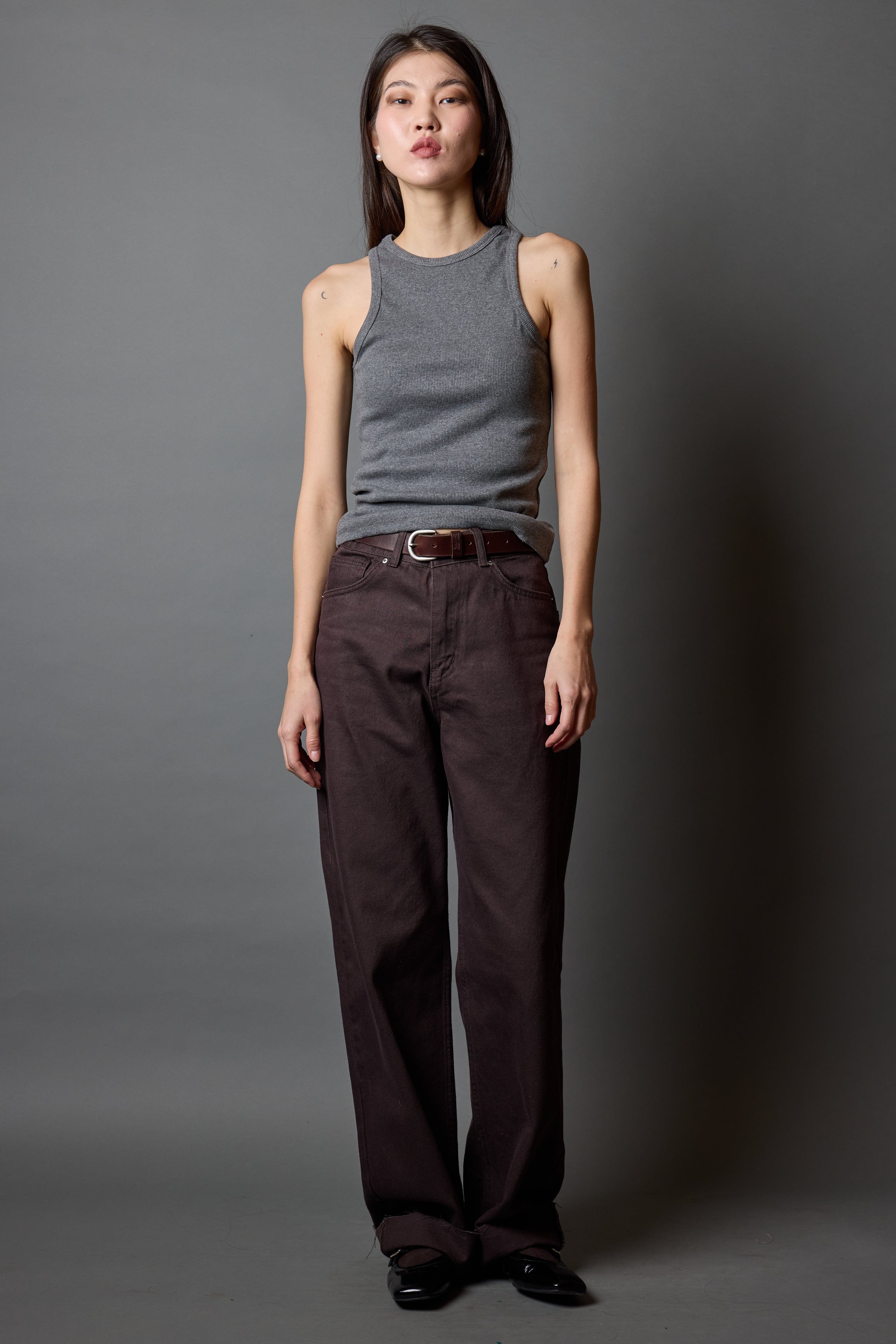 STRAIGHT FIT YÜKSEK BEL BORU PAÇA JEAN BROWN