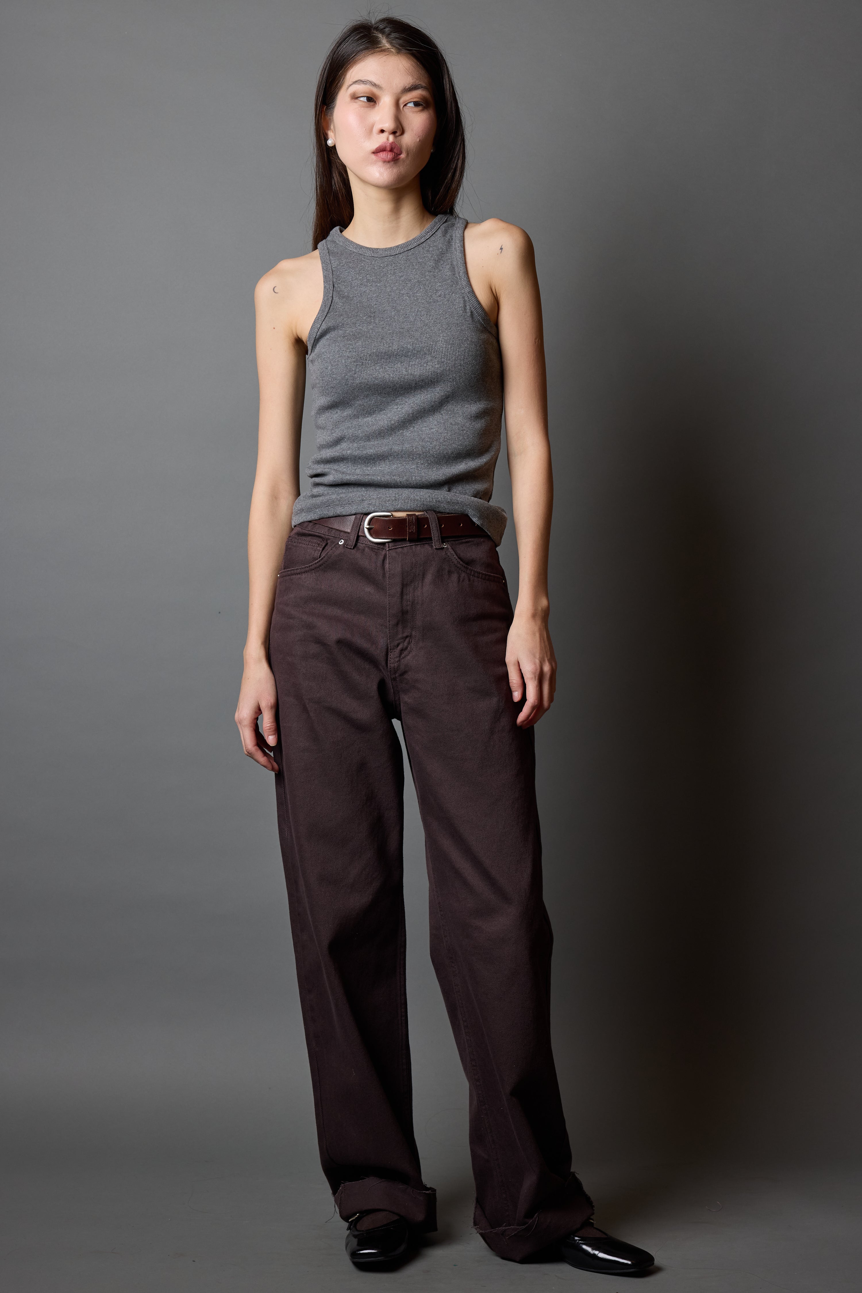 STRAIGHT FIT YÜKSEK BEL BORU PAÇA JEAN BROWN