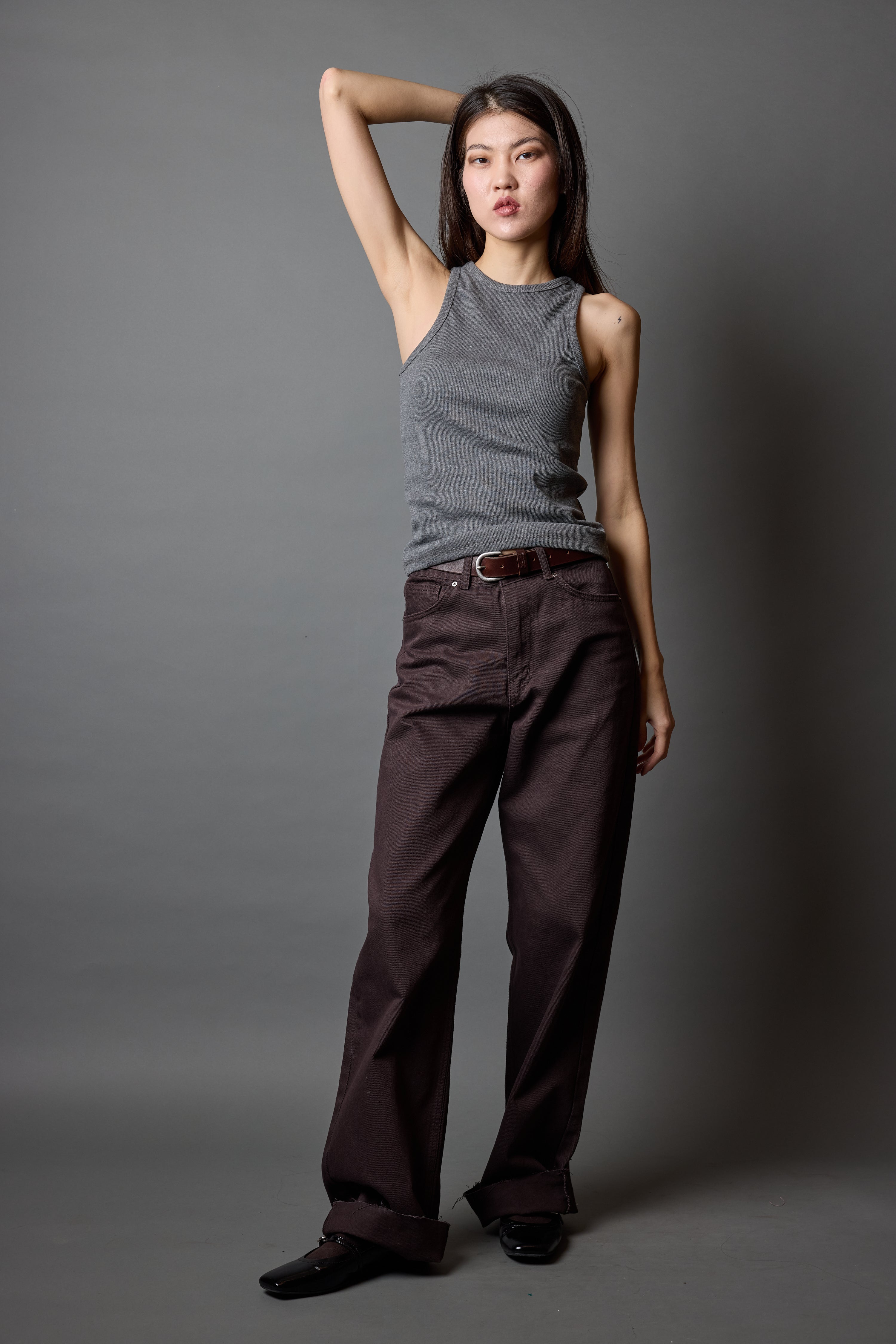 STRAIGHT FIT YÜKSEK BEL BORU PAÇA JEAN BROWN