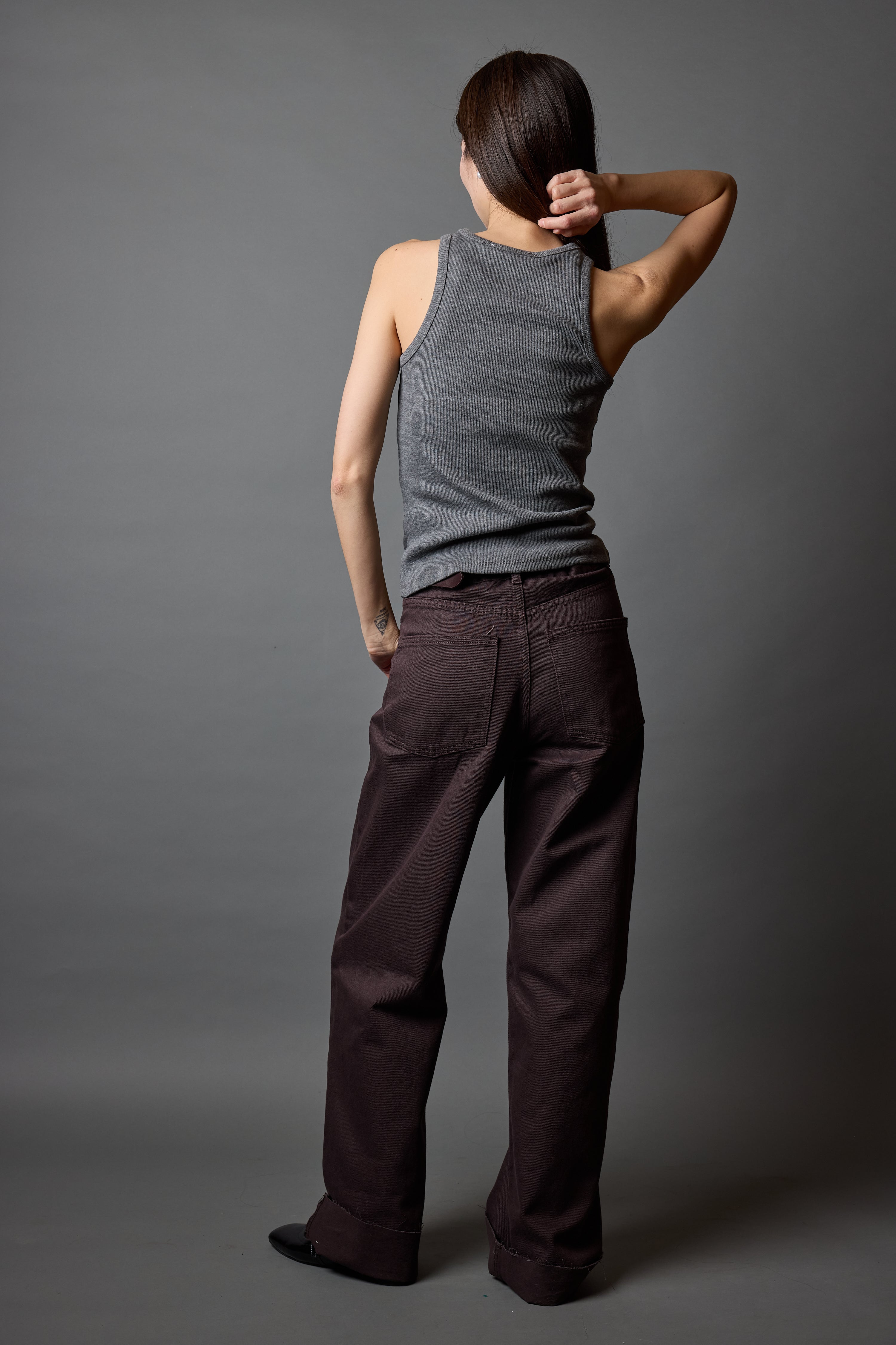 STRAIGHT FIT YÜKSEK BEL BORU PAÇA JEAN BROWN