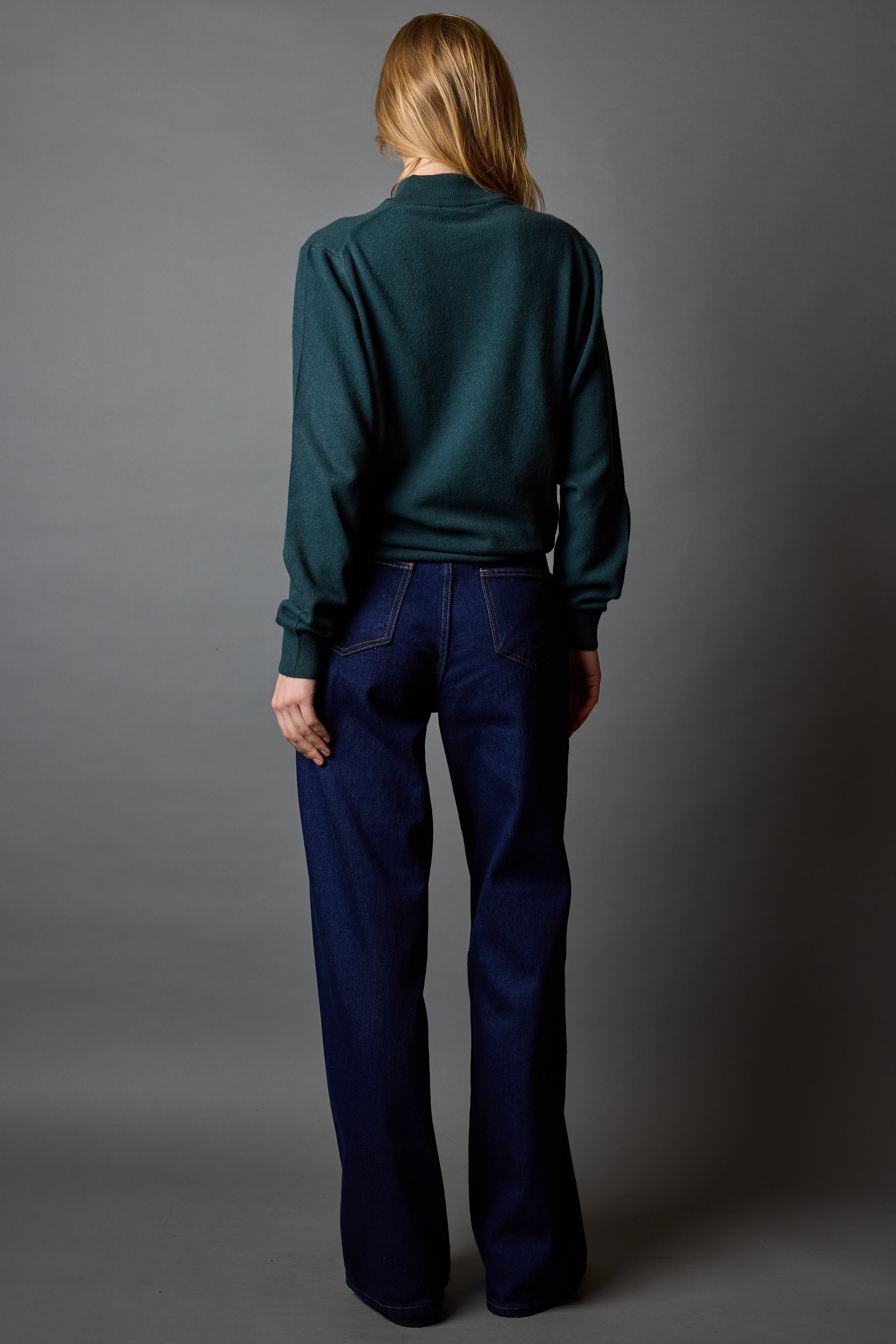 STRAIGHT FIT YÜKSEK BEL GENİŞ PAÇA JEAN DARK BLUE