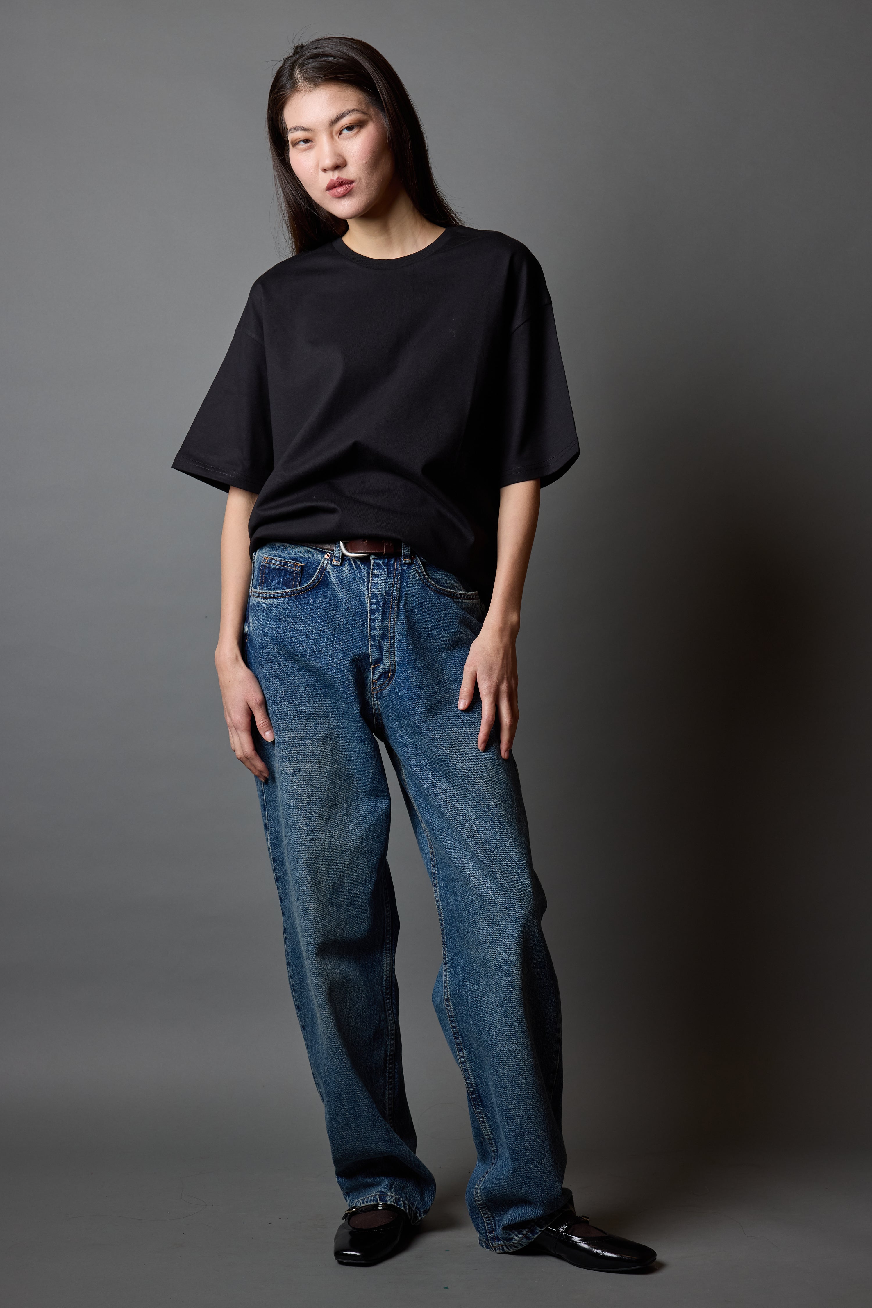 WIDE LEG BALLOON FIT JEAN VINTAGE BLEU