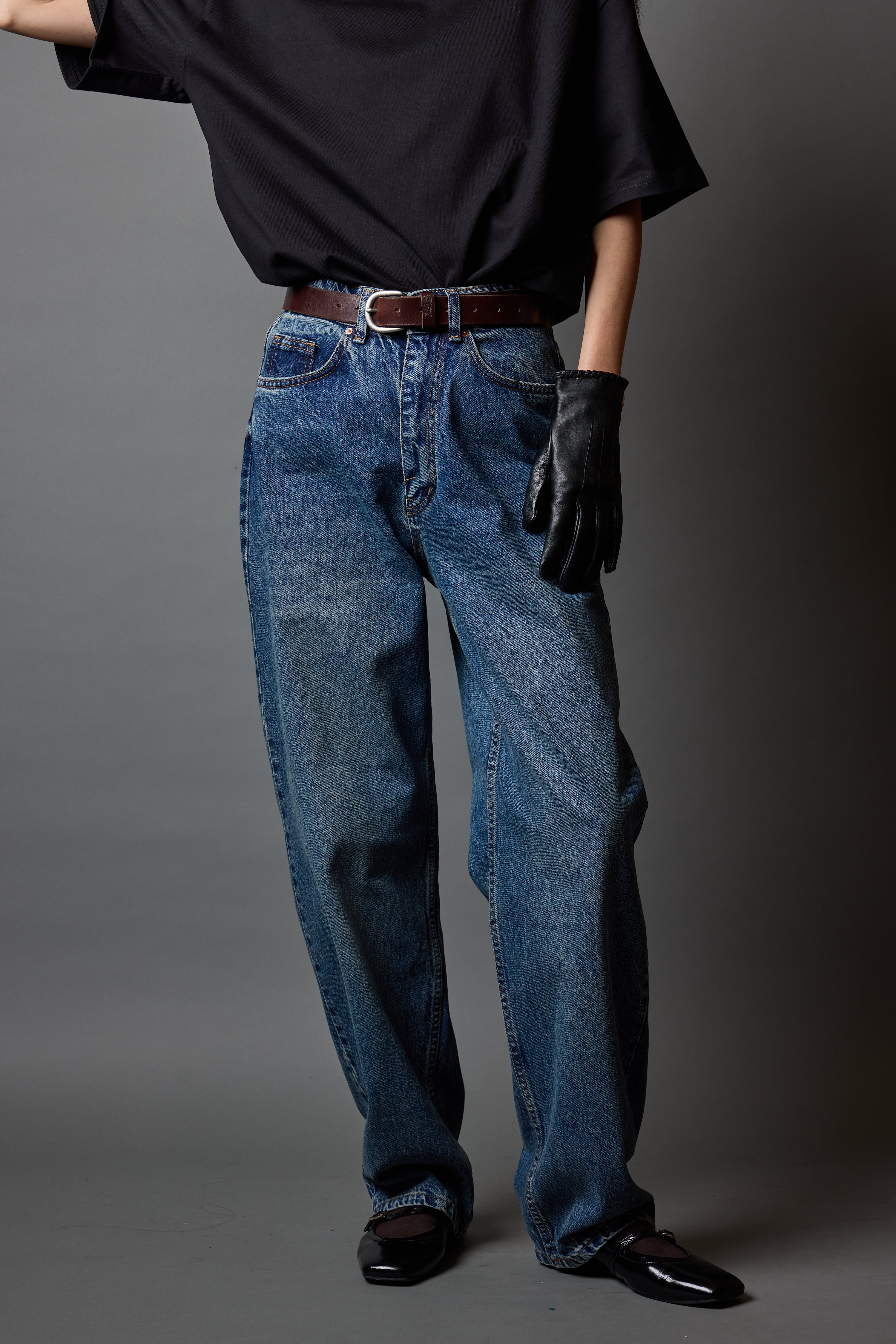 WIDE LEG BALLOON FIT JEAN VINTAGE BLEU