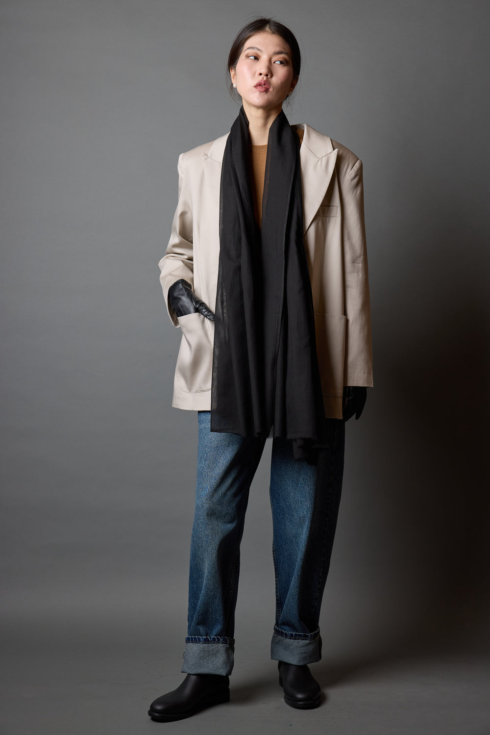 Black Moon Organik Pamuk Handmade Sal