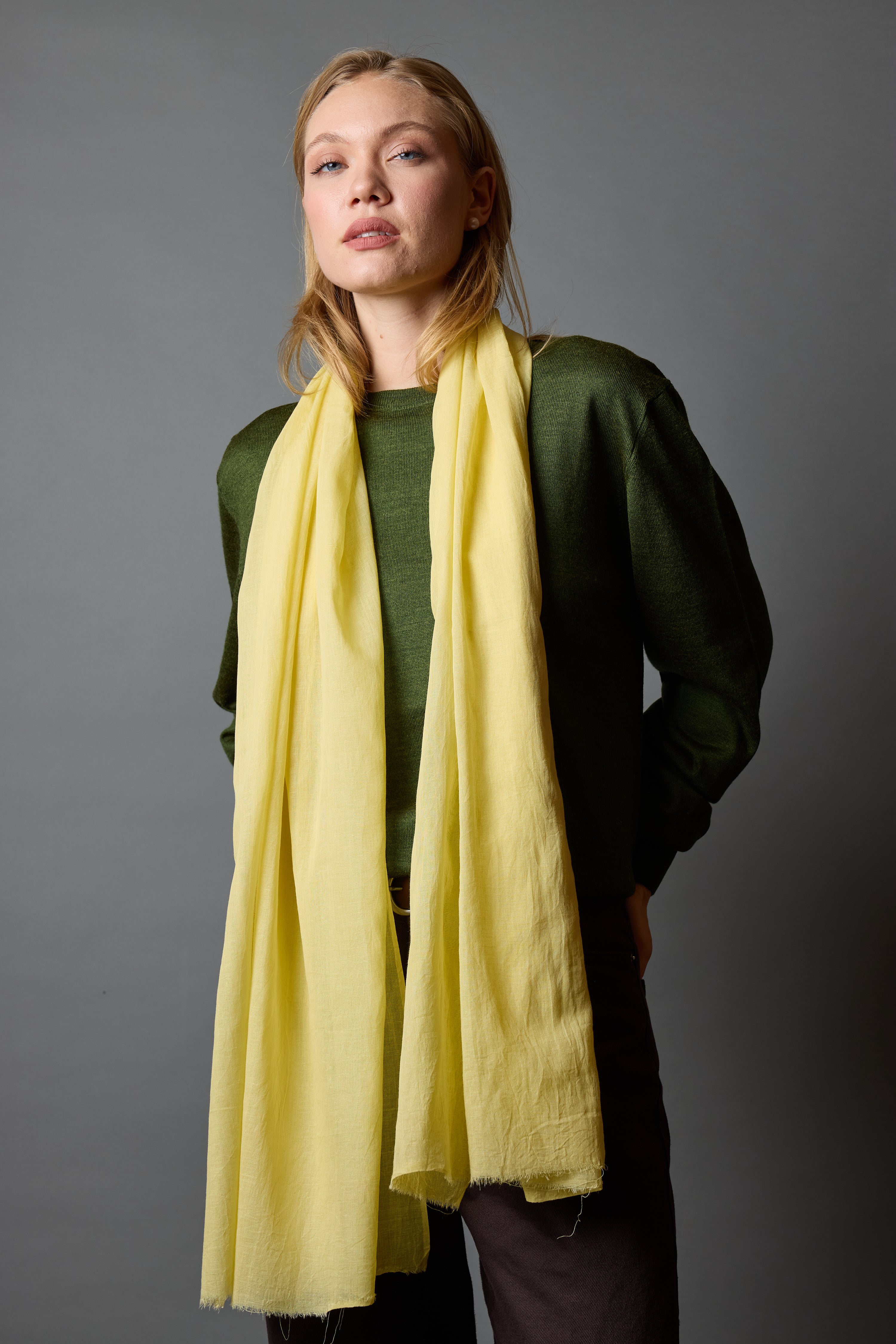 Lemon Yellow Organik Pamuk Handmade Şal