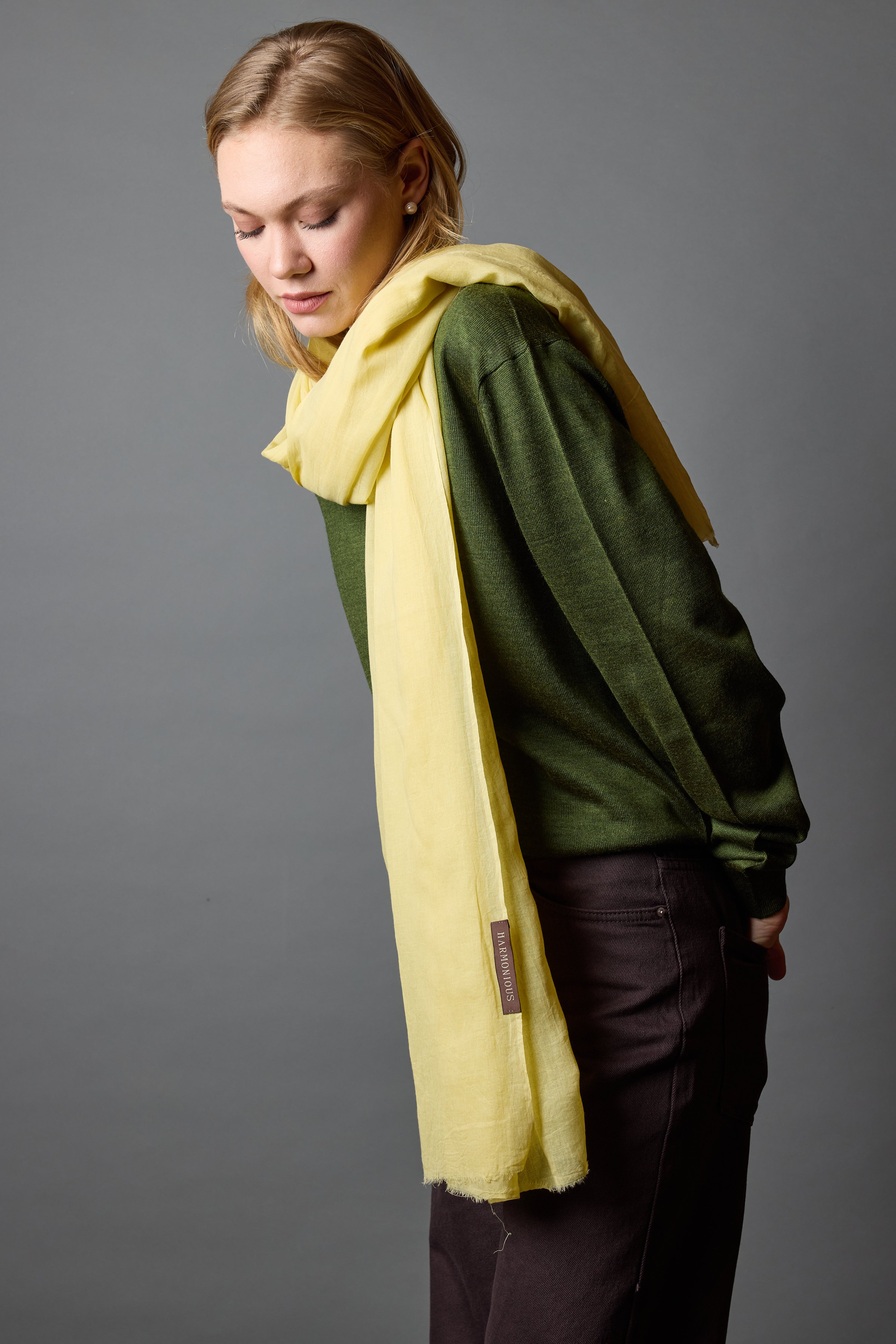 Lemon Yellow Organik Pamuk Handmade Şal