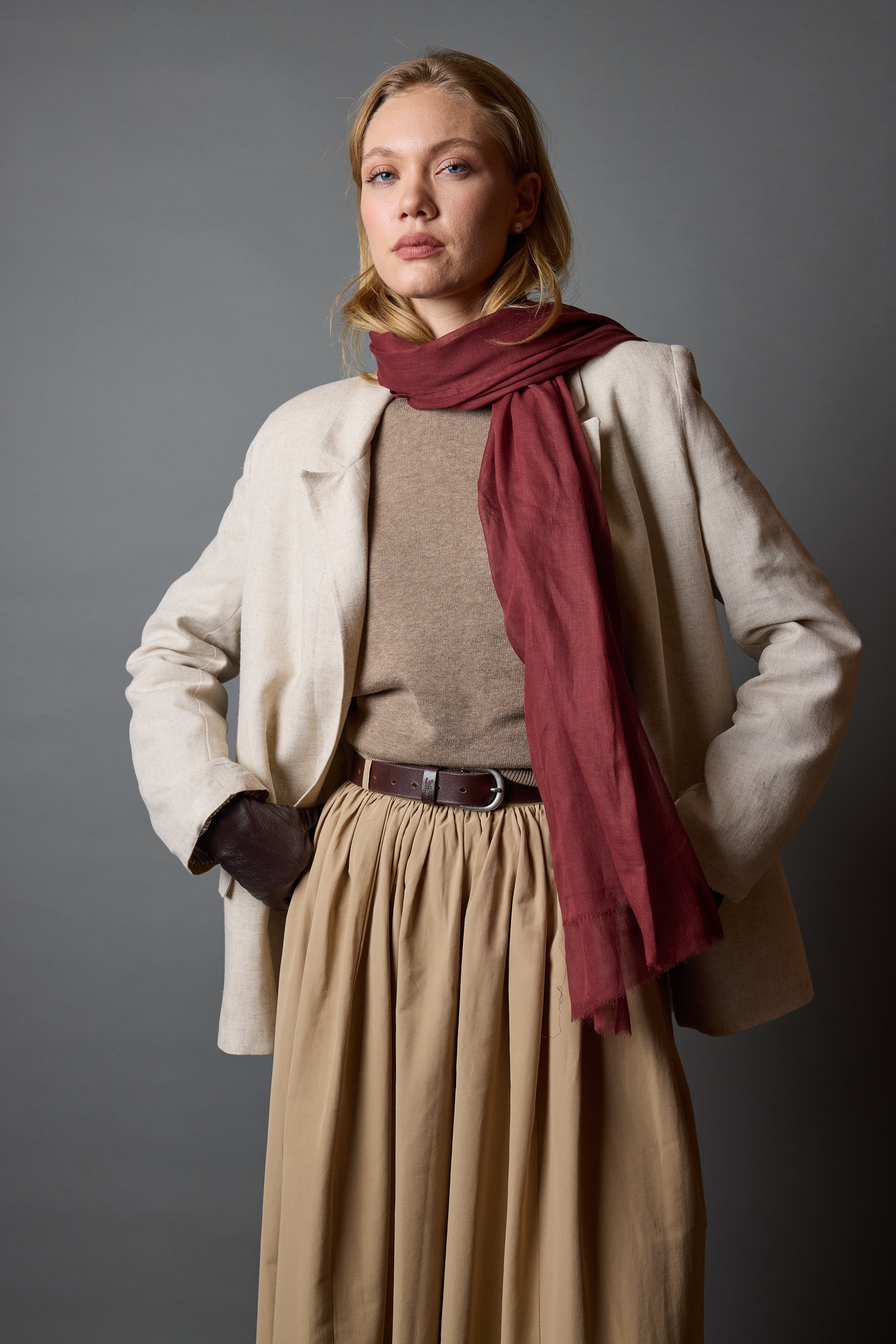 Terracotta Organik Pamuk Handmade Şal