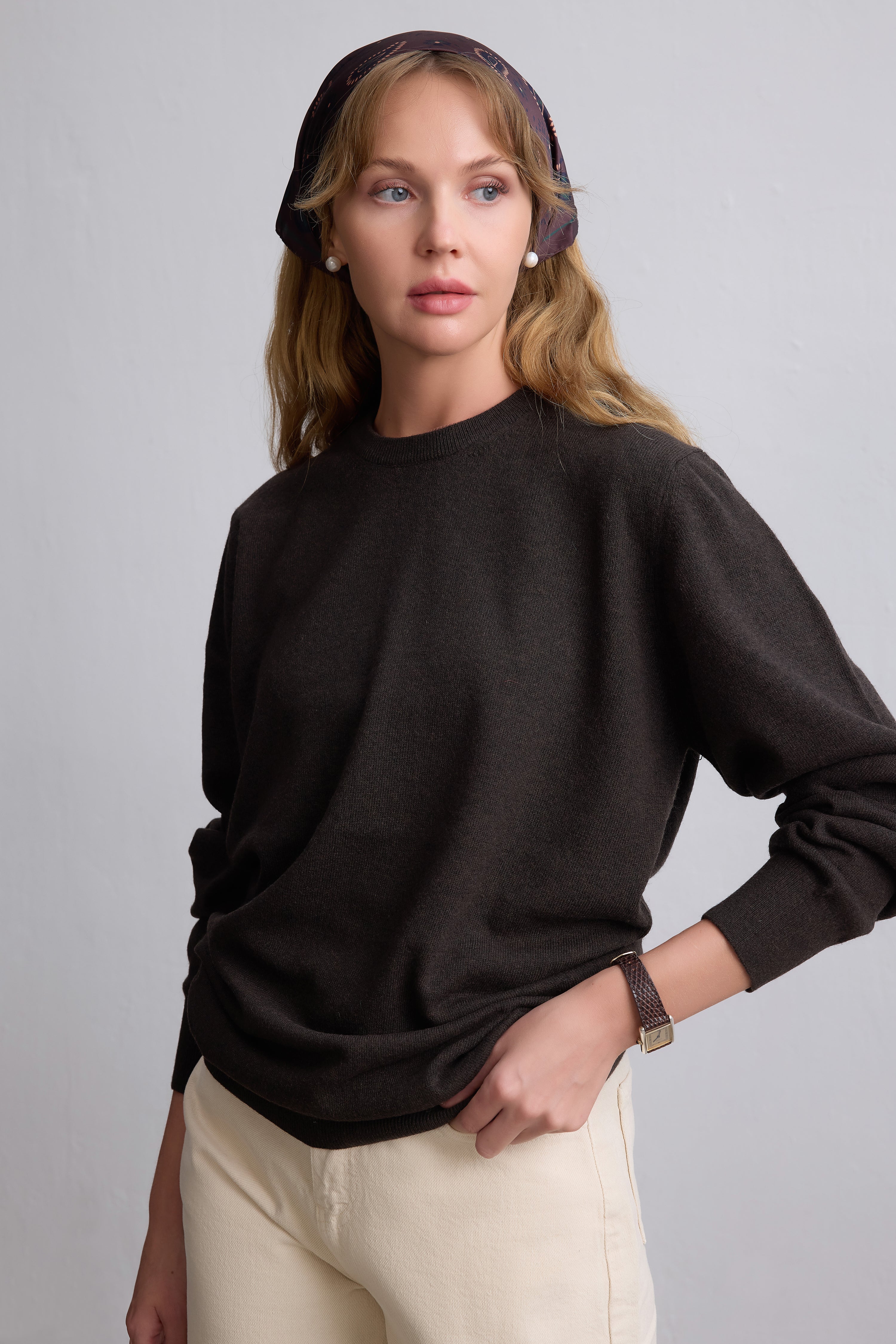 YÜN BİSİKLET YAKA UNISEX KAZAK BROWN