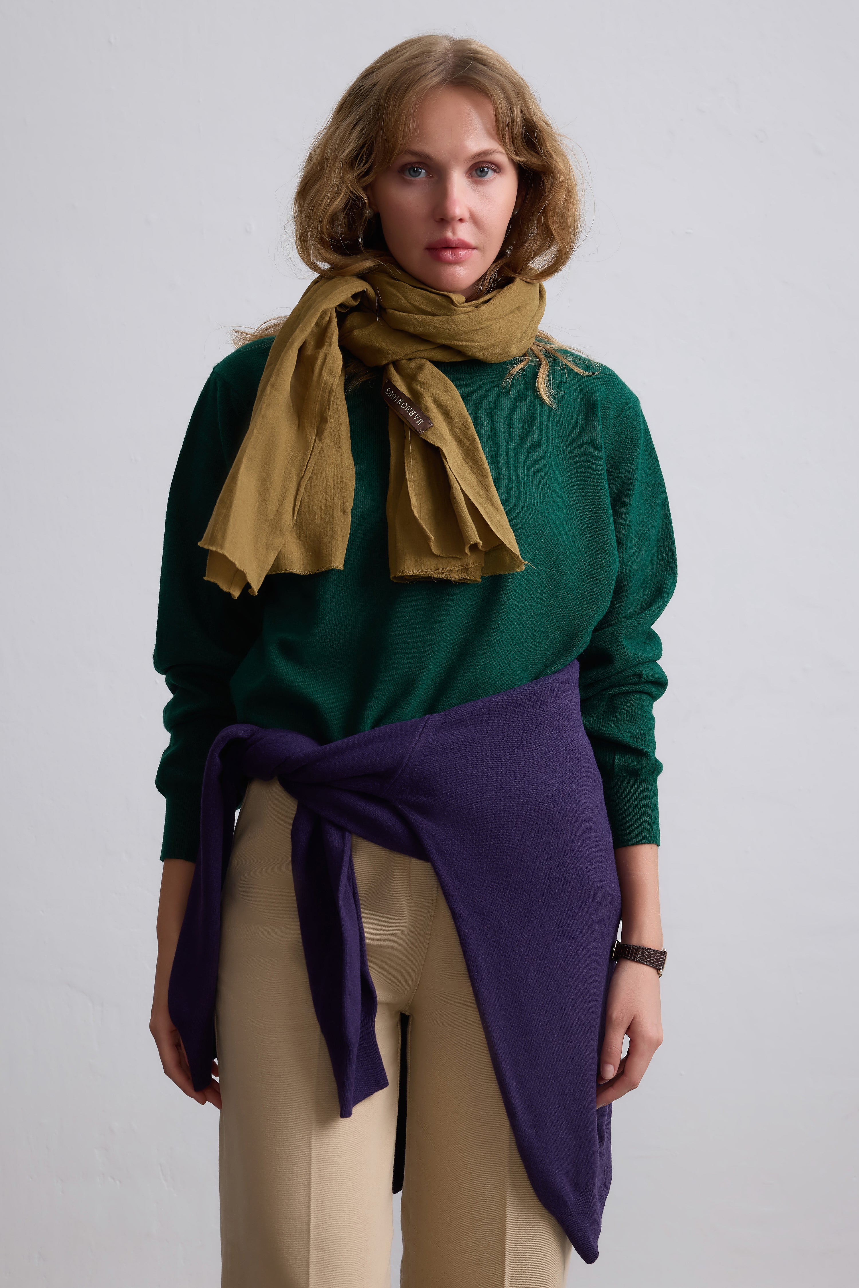 Nude Green Organik Pamuk Handmade Şal