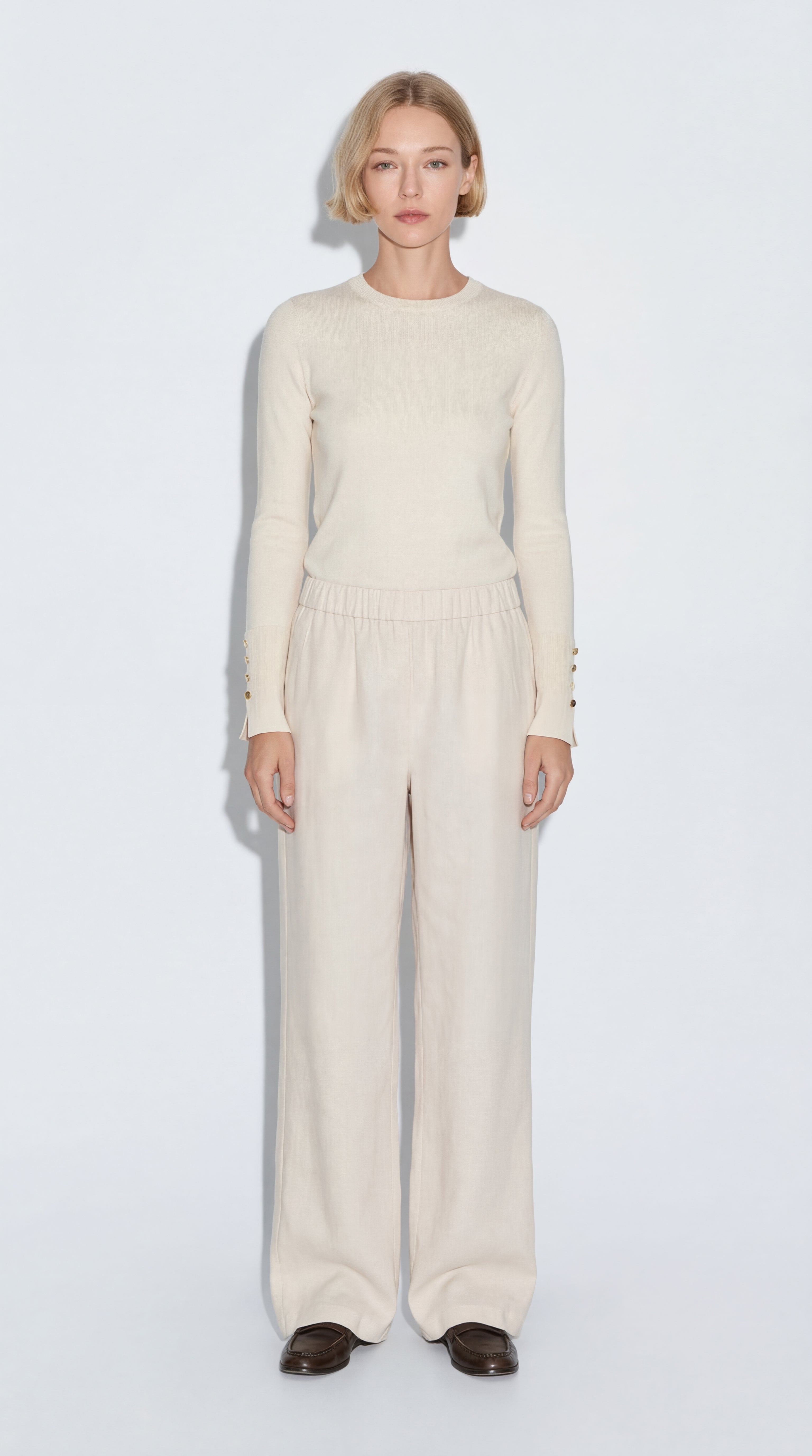 CREW NECK SOFT TEXTURED KNITWEAR ECRU