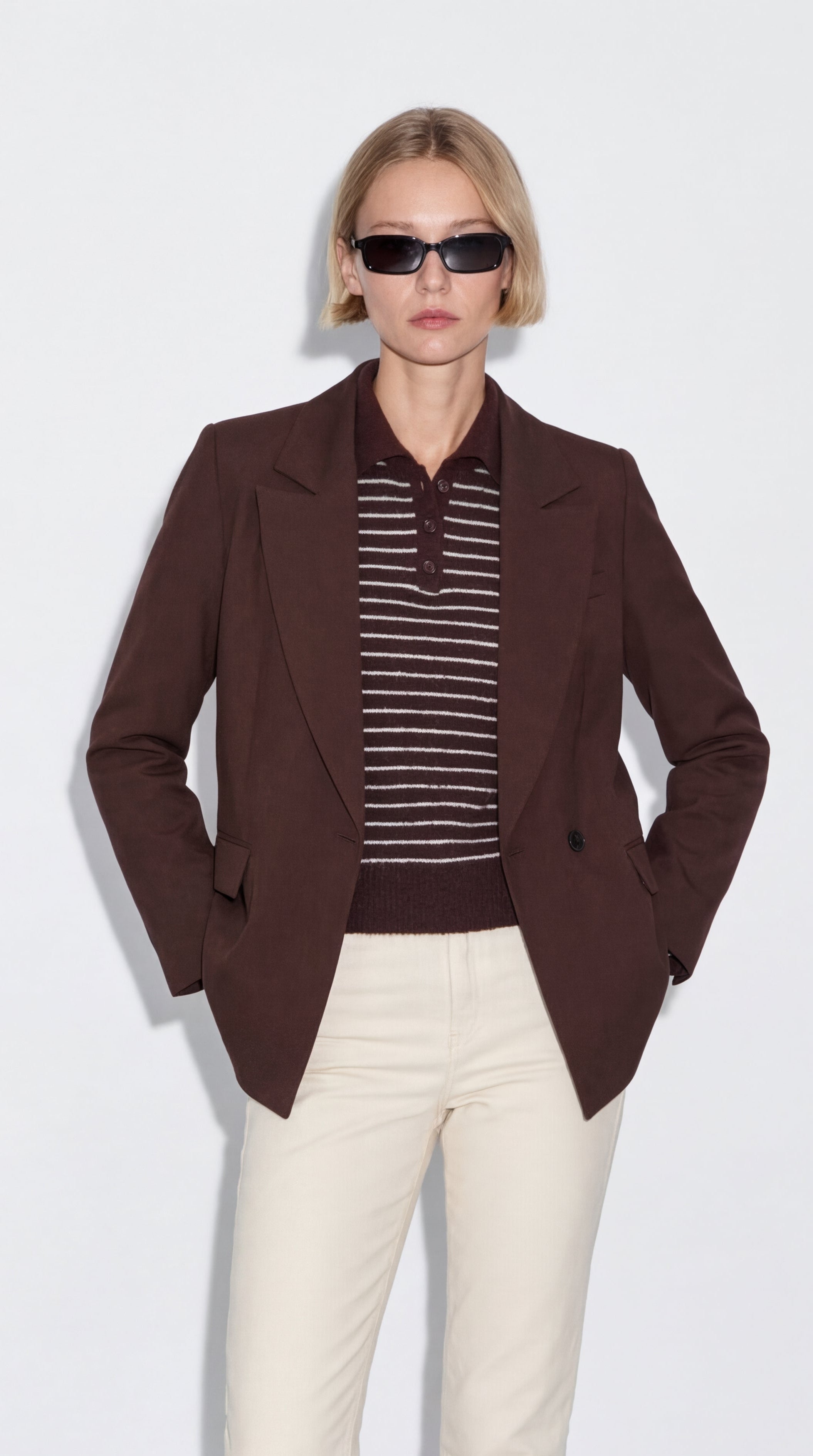 OVERSIZE REGULAR CUT POCKET BLAZER BEIGE 