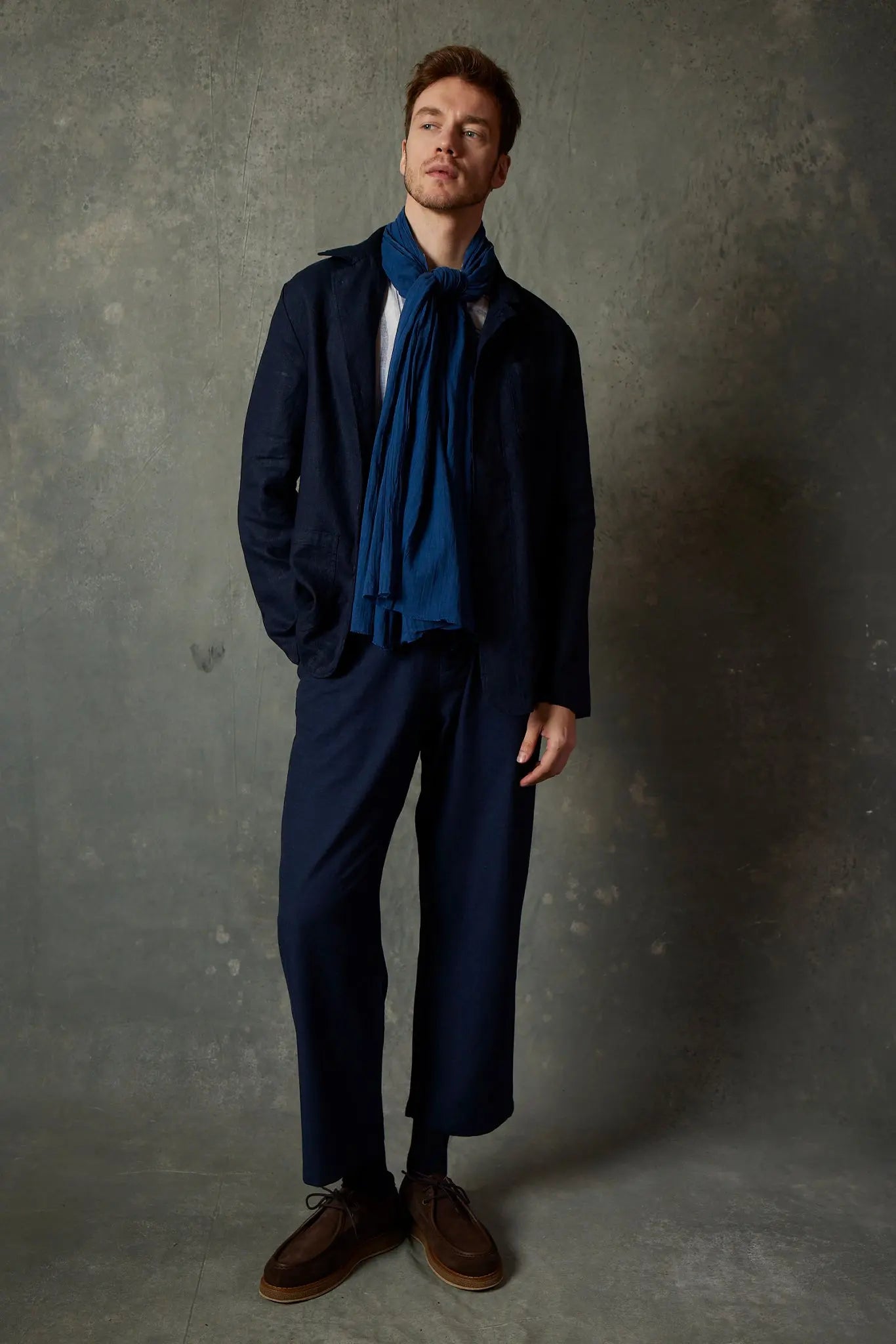 Indigo Denim Blue Organik Pamuk Handmade Şal HARMONIOUS