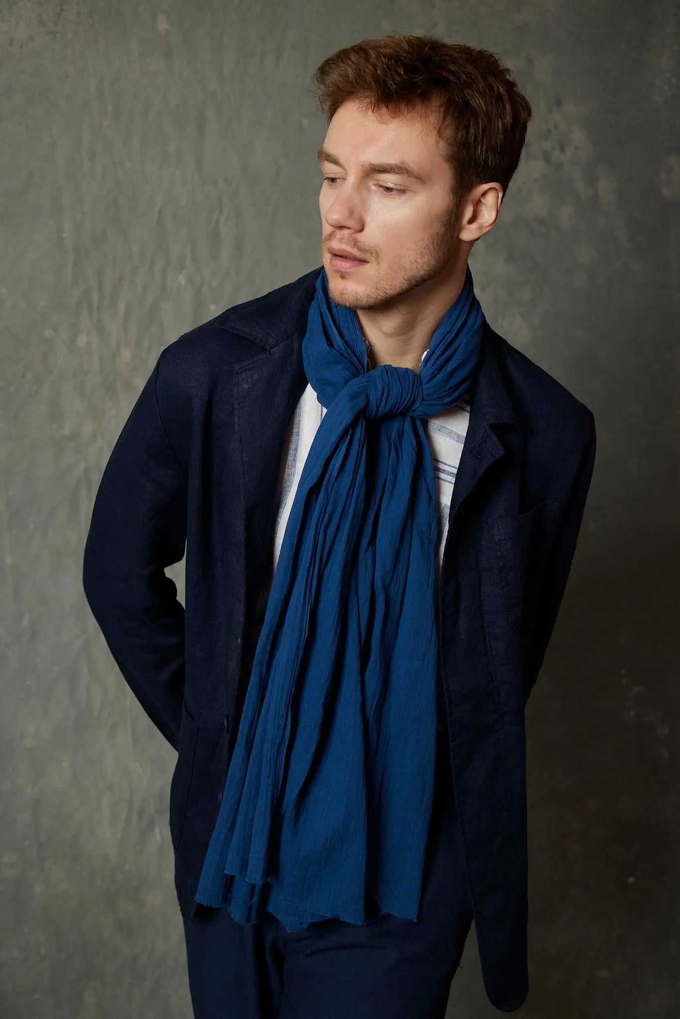 Indigo Denim Blue Organik Pamuk Handmade Şal HARMONIOUS