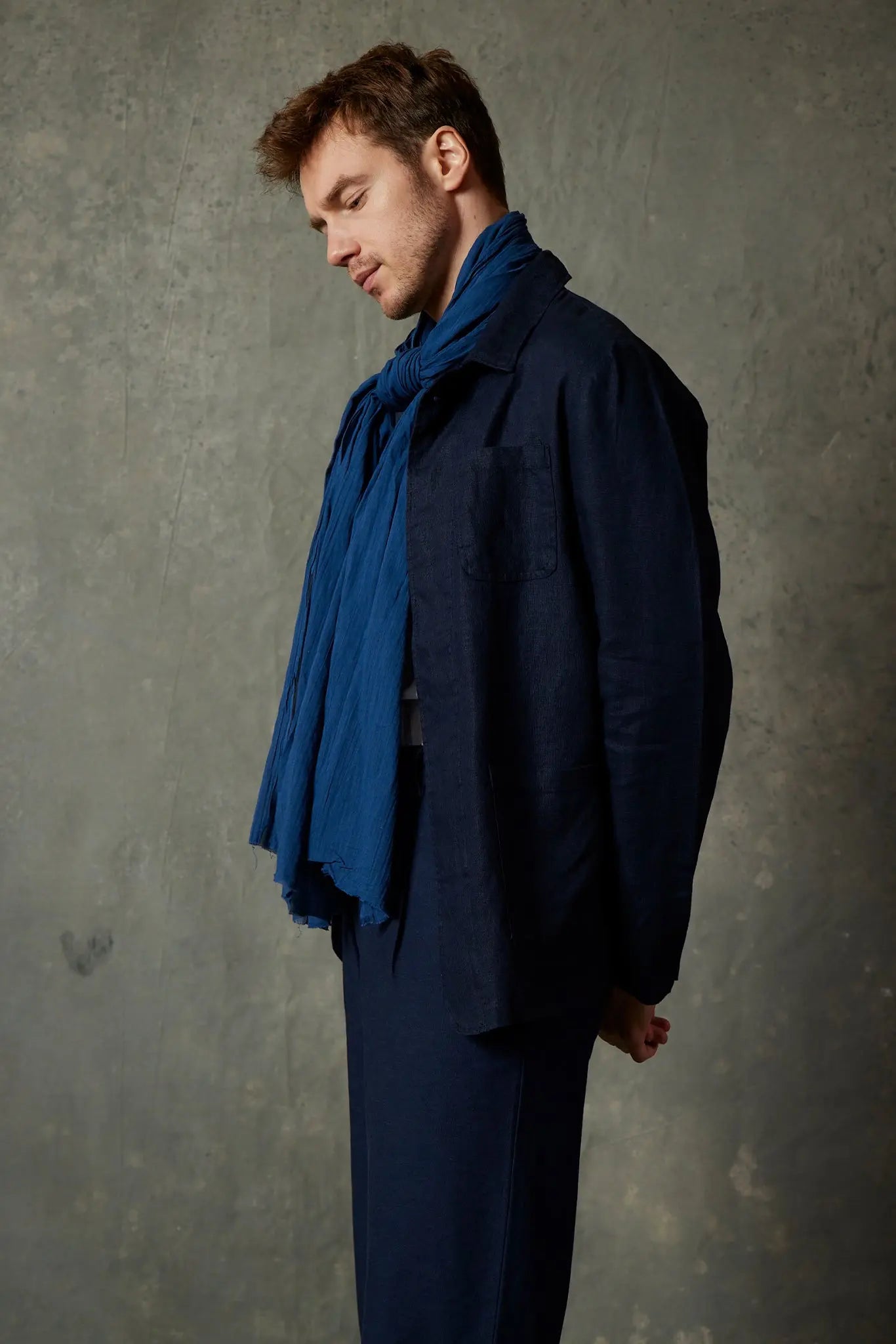 Indigo Denim Blue Organik Pamuk Handmade Şal HARMONIOUS