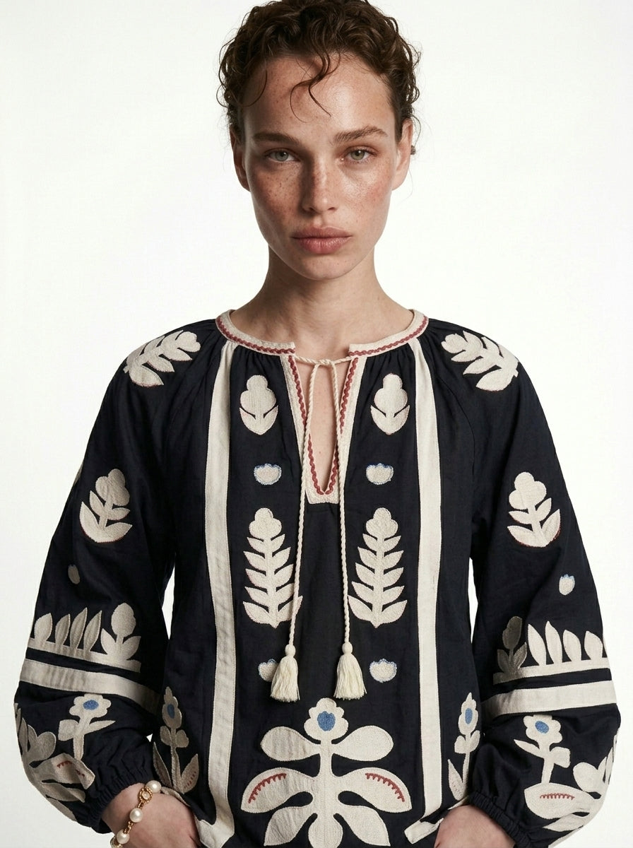 CAPE NAKISLI BLUZ SIYAH