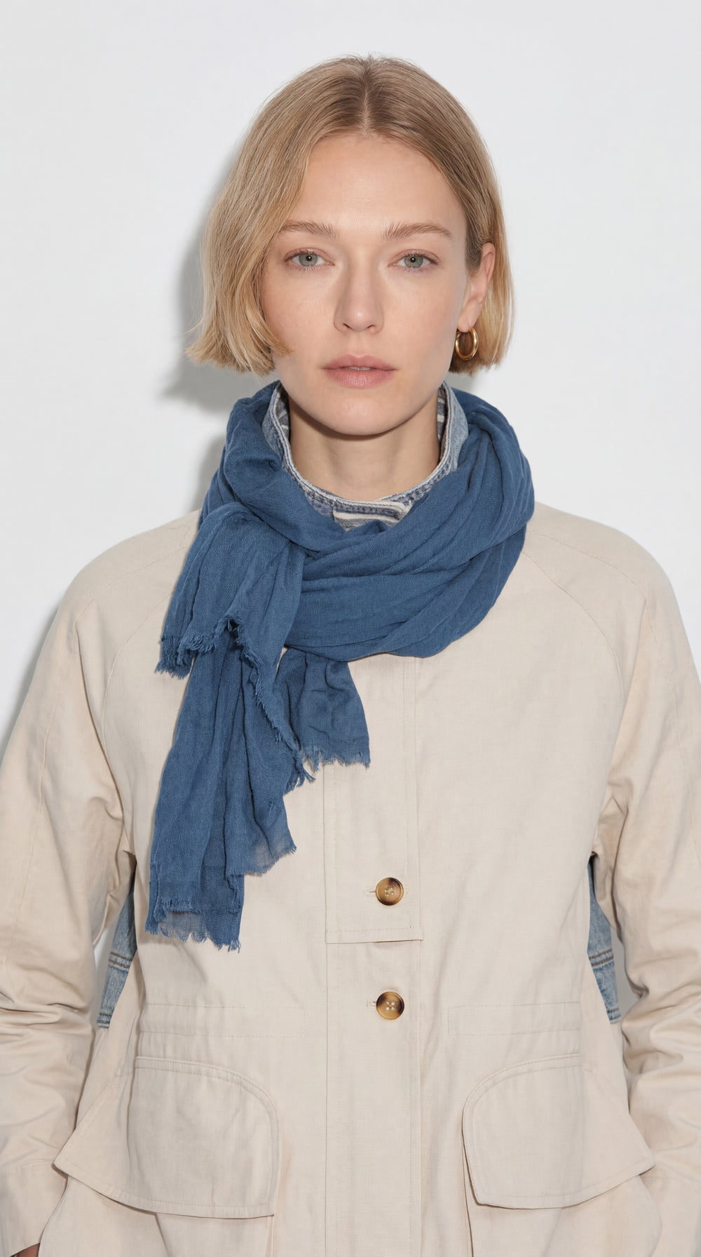 Vintage Blue Organic Cotton Handmade Shawl