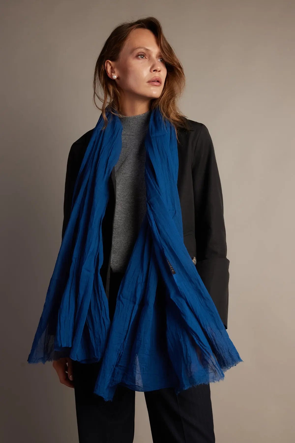 Royal Blue Organik Pamuk Handmade Şal HARMONIOUS