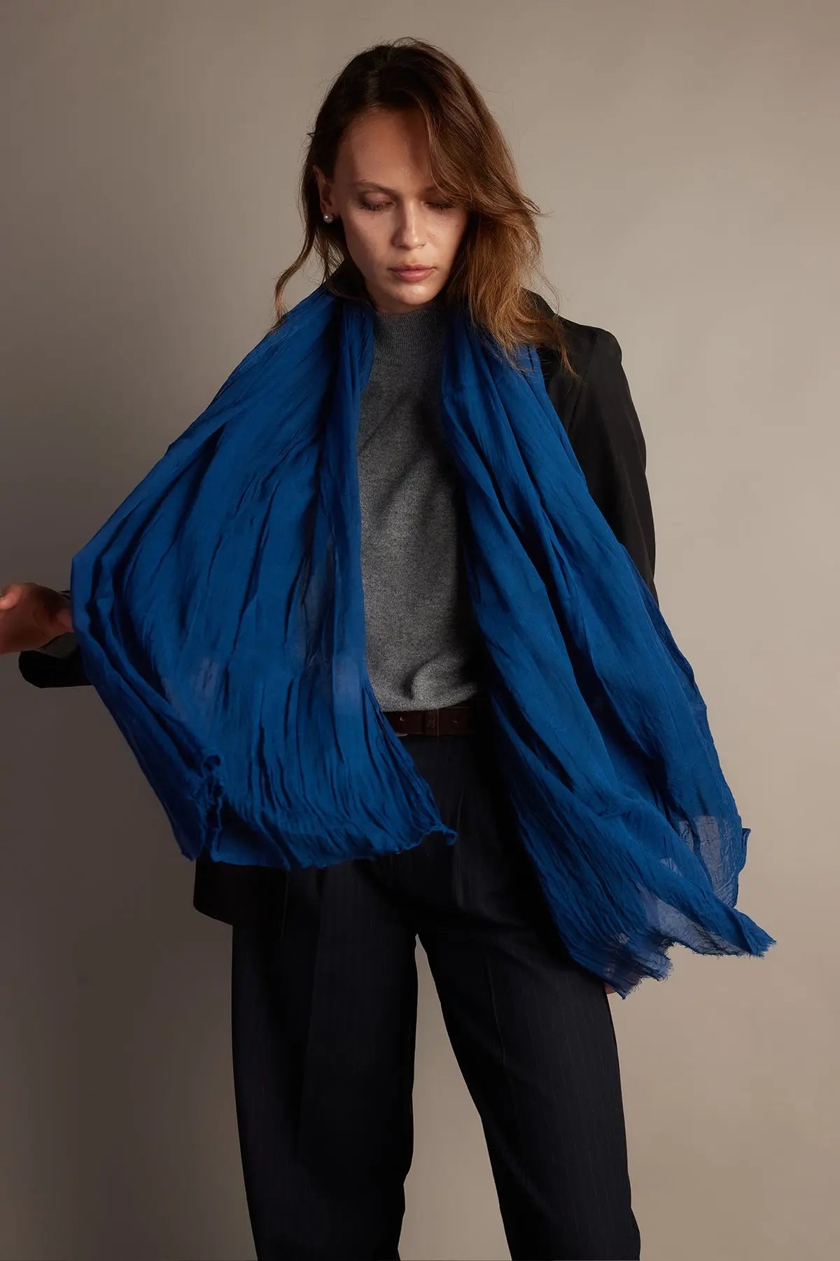 Royal Blue Organik Pamuk Handmade Şal HARMONIOUS