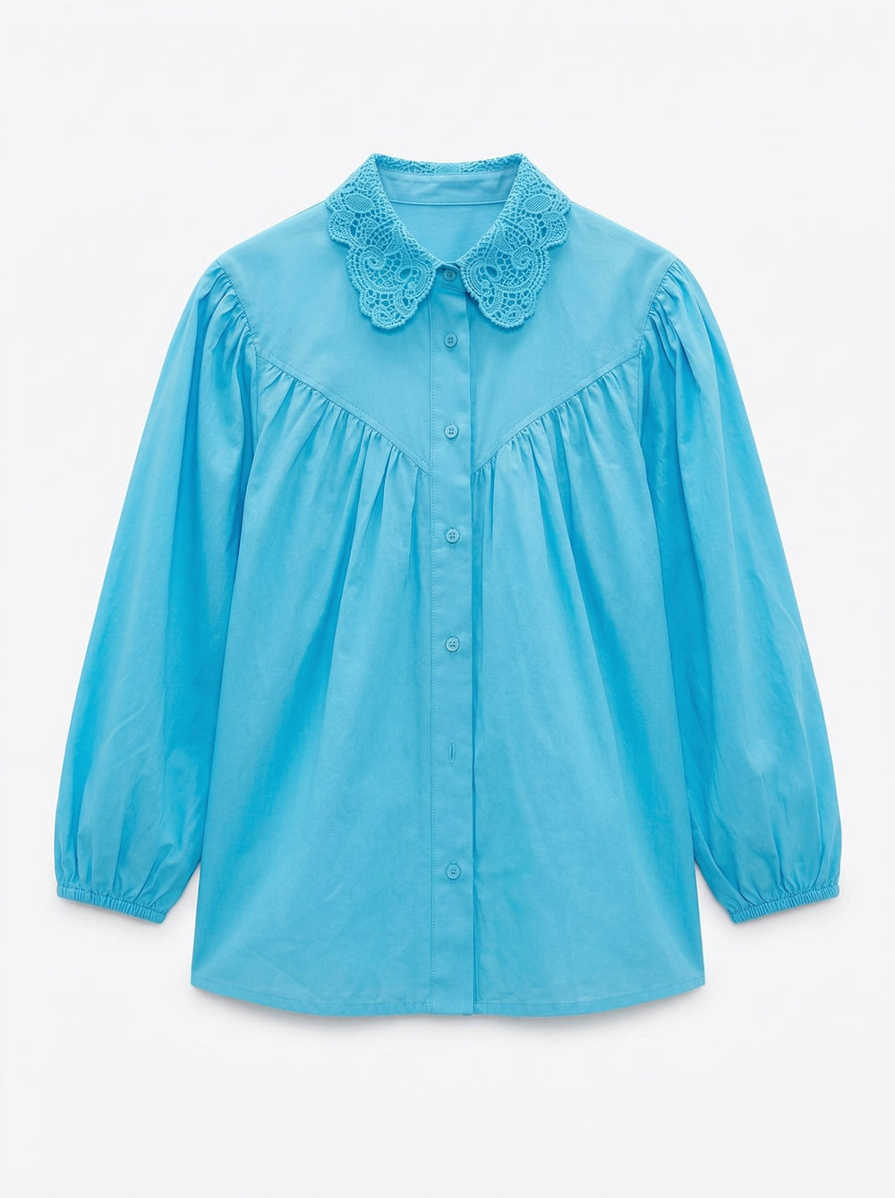 MARGARET DANTEL DETAYLI GOMLEK MAVI