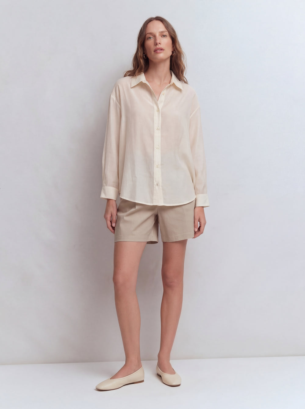 DOKUMLU TENSEL GOMLEK KREM