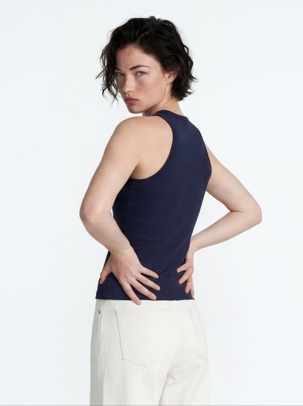 HALTER YAKA CROP TOP LACIVERT