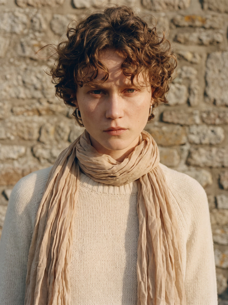 Beige organik pamuk Şal — HARMONIOUS AW26 The Country House