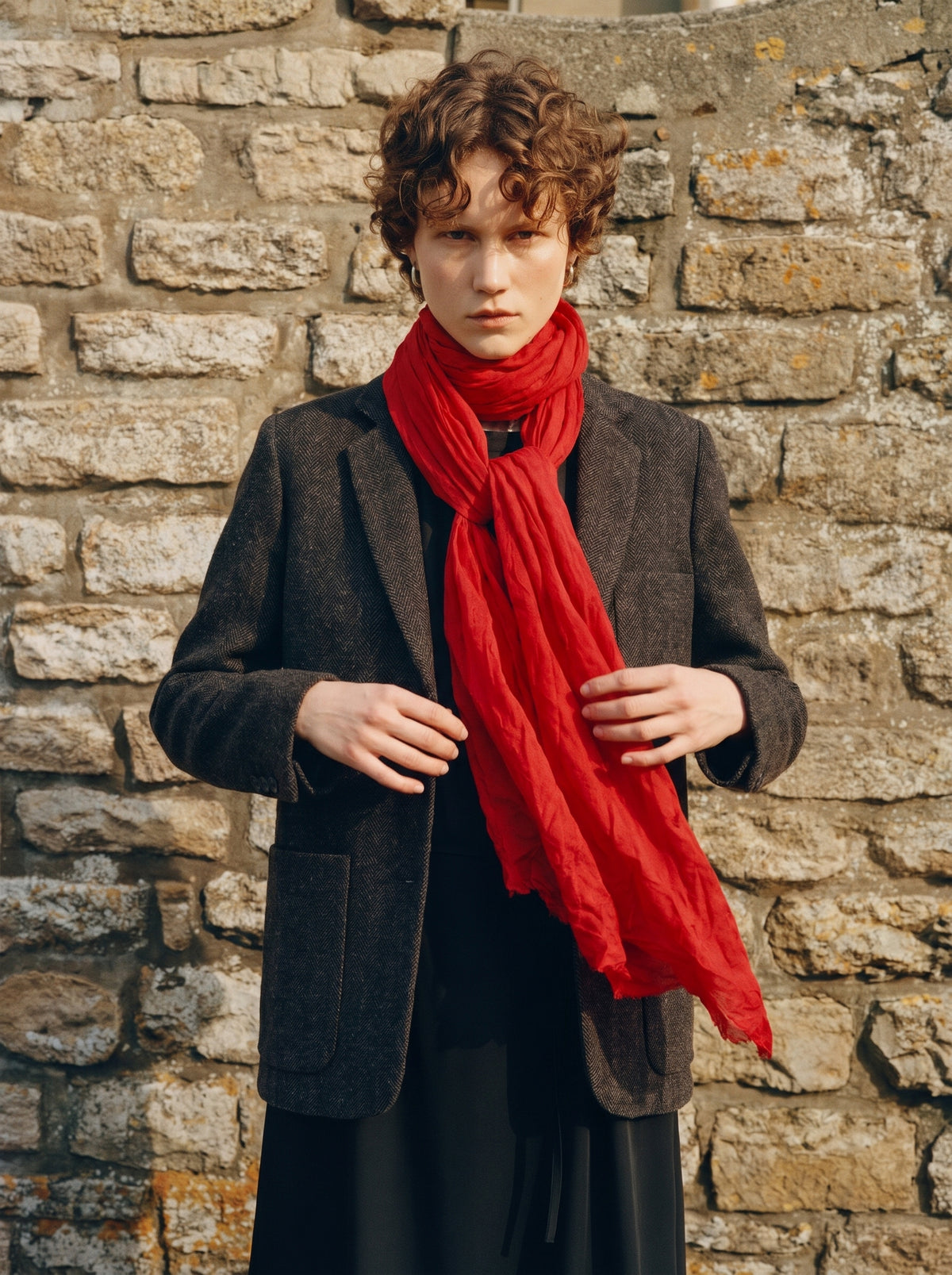 Christmas Red organik pamuk Sal — HARMONIOUS AW26 The Country House